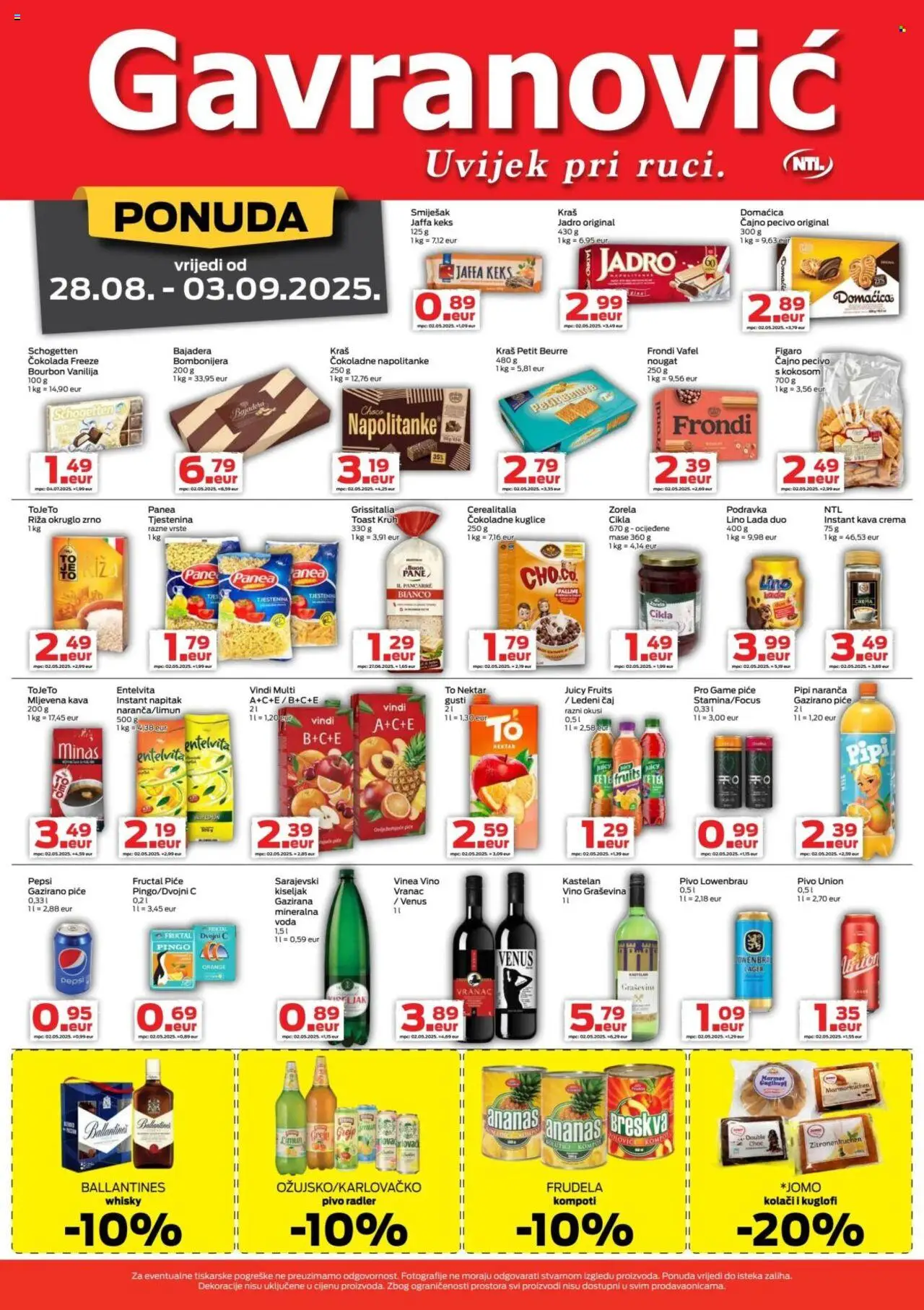 Gavranović katalog | vrijedi od 28.08.2025 | Stranica: 3 | Proizvodi: Lino Lada, Tjestenina, PC, Pecivo