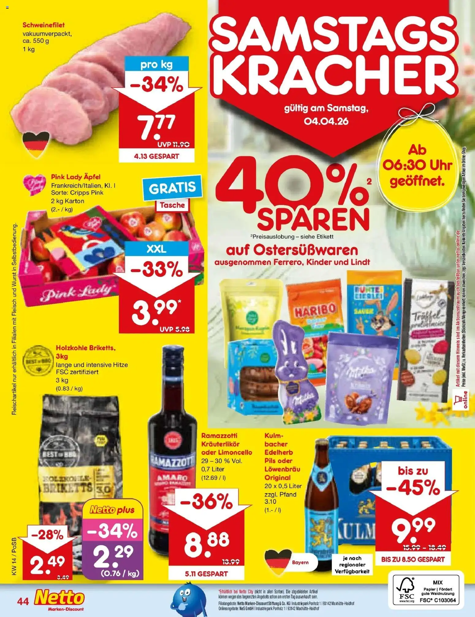 Netto Marken-Discount Prospekt Regensburg	 – gültig ab 30.03.2026 | Seite: 52 | Produkte: Haribo, Wurst, Limoncello, Fleisch