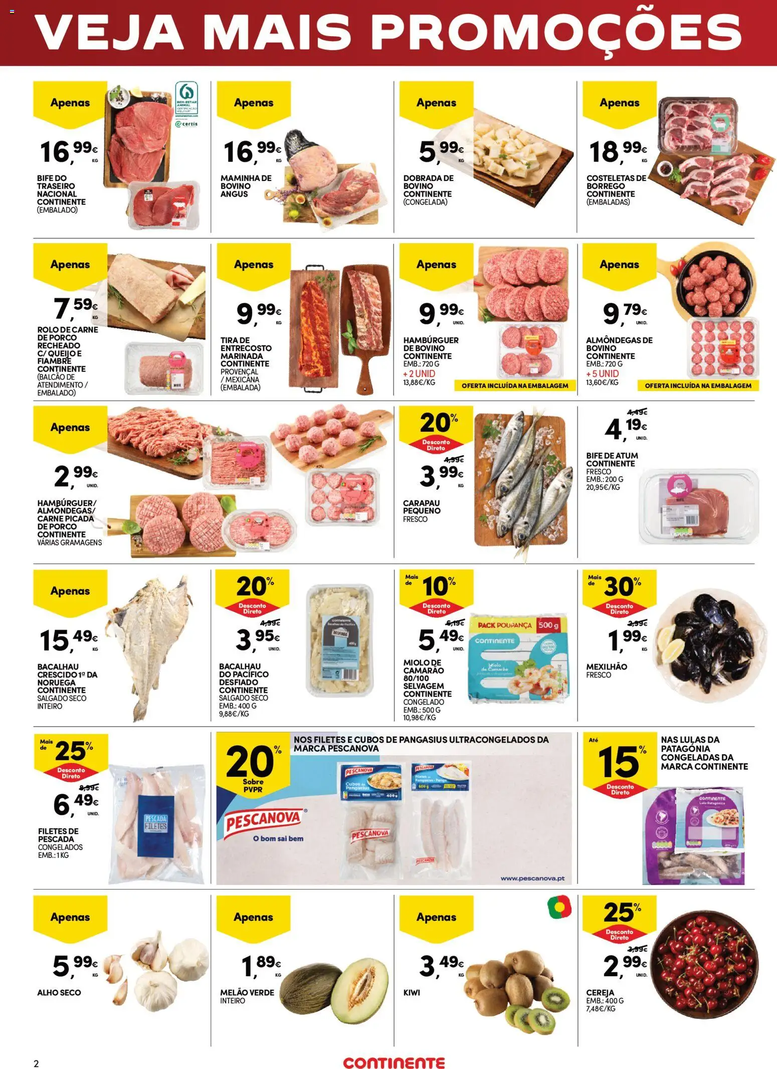 Continente - Fim de Semana │ válido de 16.01.2026 | Página: 2 | Produtos: Lulas, Carne picada, Carne de porco, Kiwi