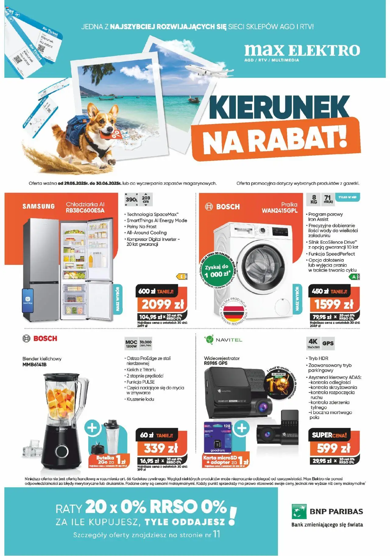Max elektro Gazetka od 29.05.2025 | Strona: 1 | Produkty: Karta, Adapter, Pralka, Blender