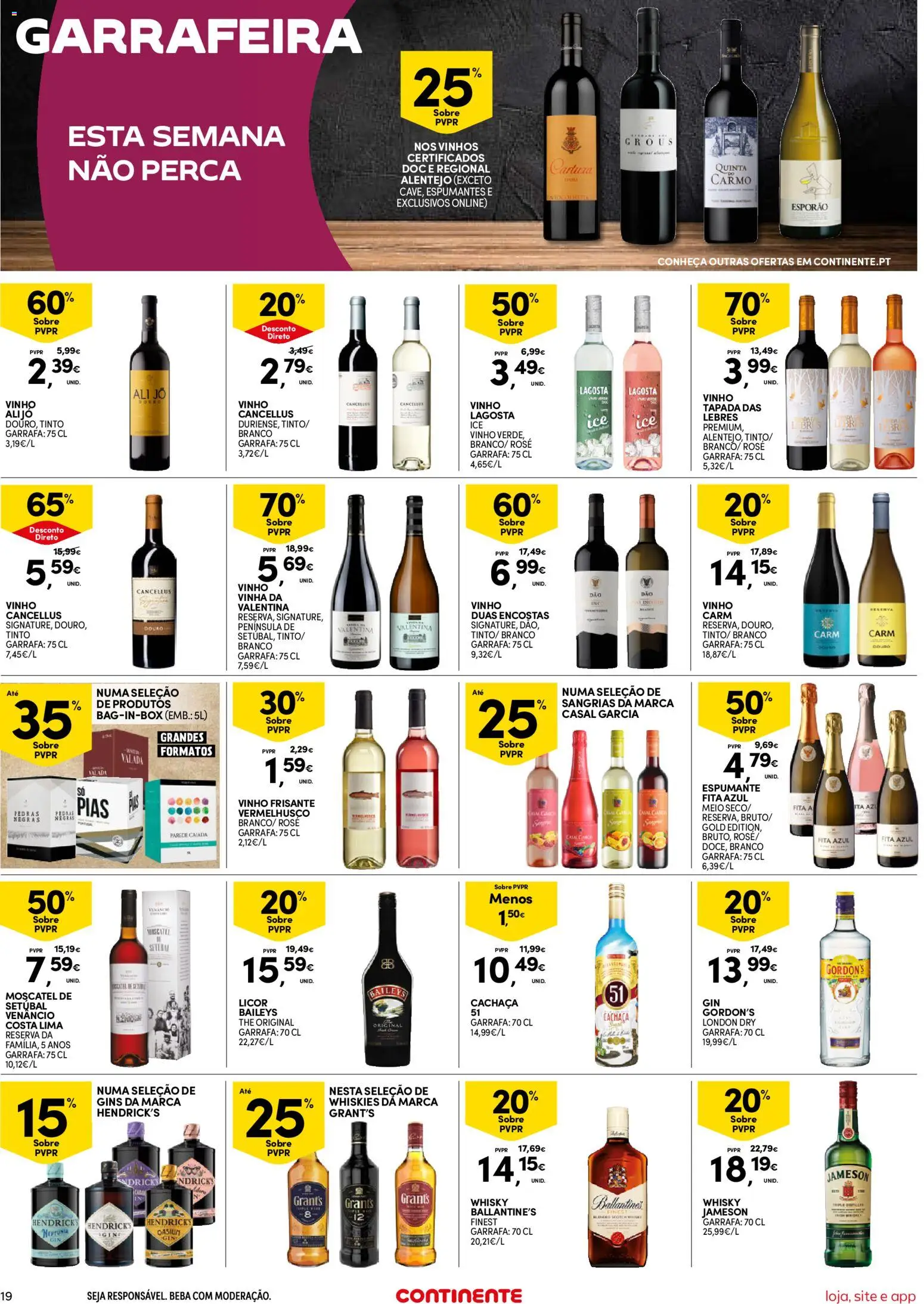 Continente Semanal Continente Bom Dia │ válido de 07.04.2026 | Página: 19 | Produtos: Whisky, Lagosta, Vinho, Gin