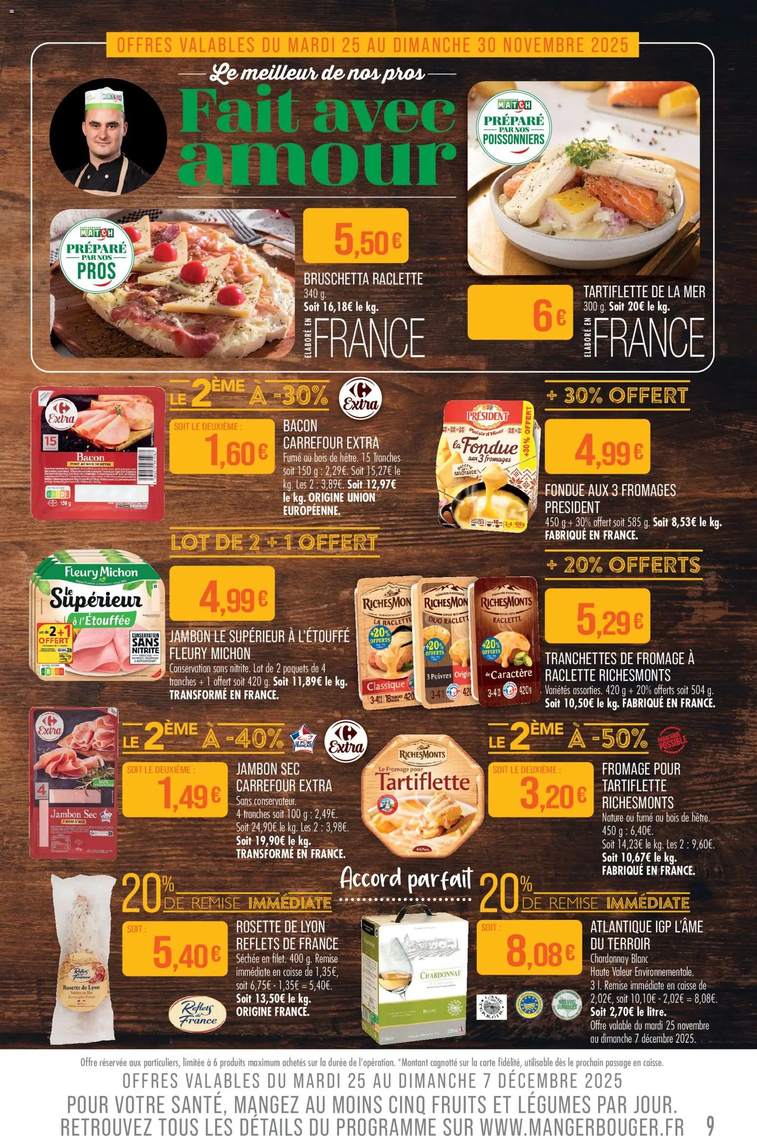 {H1} | Page: 9 | Produits: Tartiflette, Raclette, Fromage, Jambon