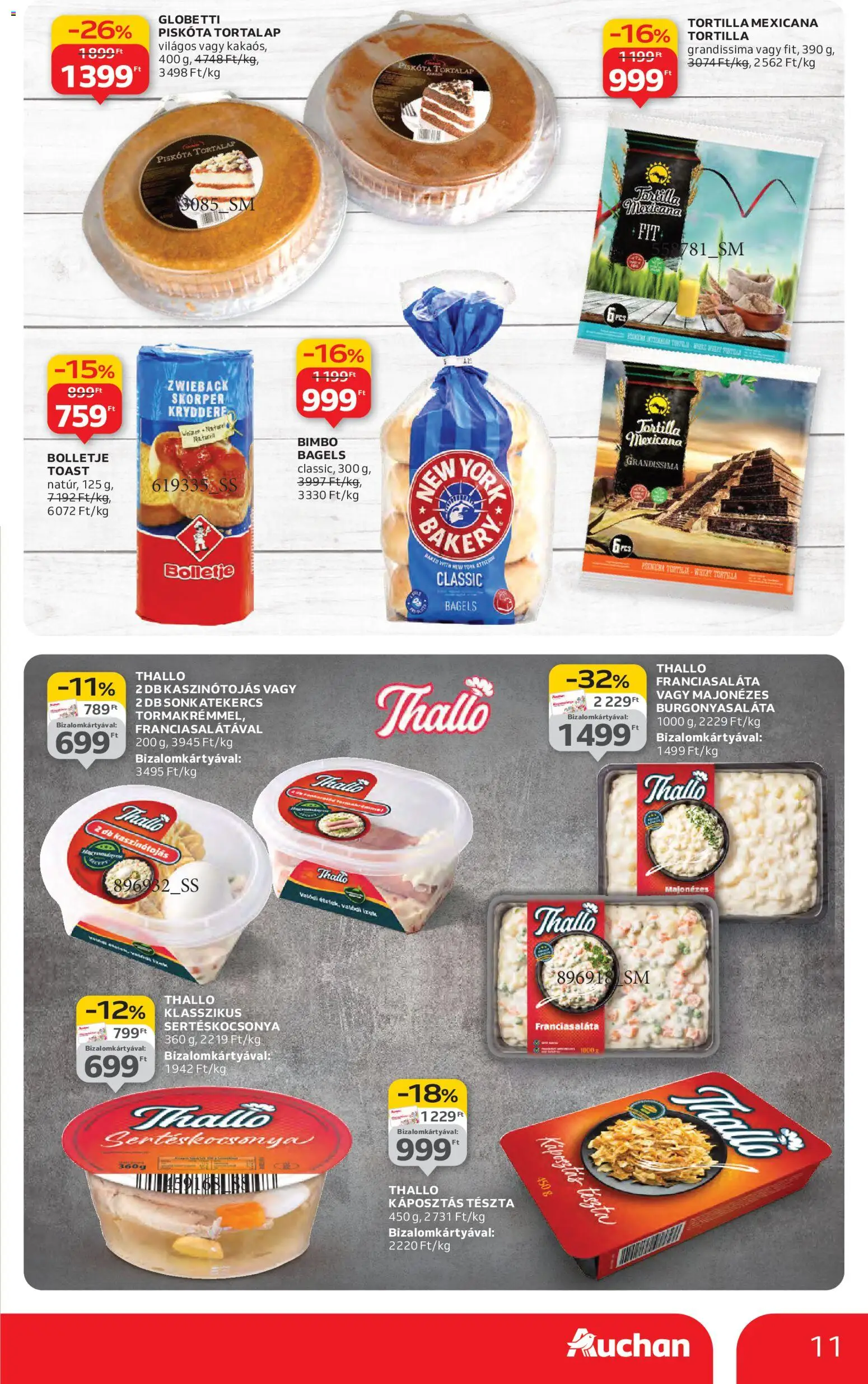 Auchan akciós ujság - amely érvényes a következő dátumtól: 27.11.2025 | Oldal: 11 | Termékek: Piskóta, Tortilla, Tészta