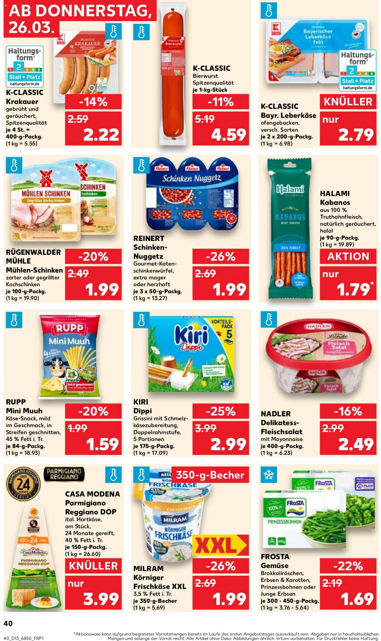 Kaufland Prospekt Speyer	 – gültig ab 26.03.2026 | Seite: 40 | Produkte: Mayonnaise, Schinken, Fleisch, Leberkase