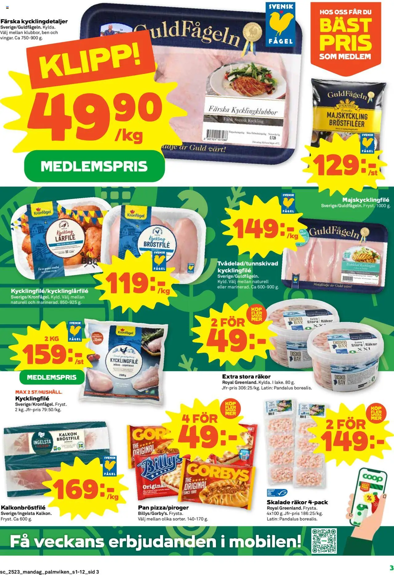 Stora Coop reklamblad aktuell från 02.06.2025 | Sida: 3 | Produkter: Kycklingfile, Räkor, Kalkon