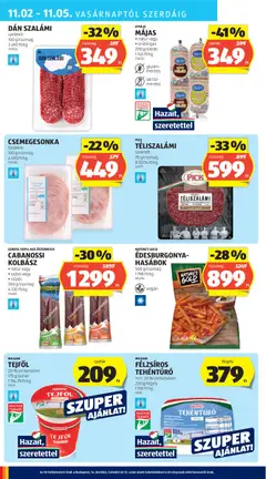 CABANOSSI KOLBÁSZ, • natúr vagy • sajtos vagy • csípős, 300 g/csomag - amely érvényes a következő dátumtól: 30.10.2025 | Oldal: 34