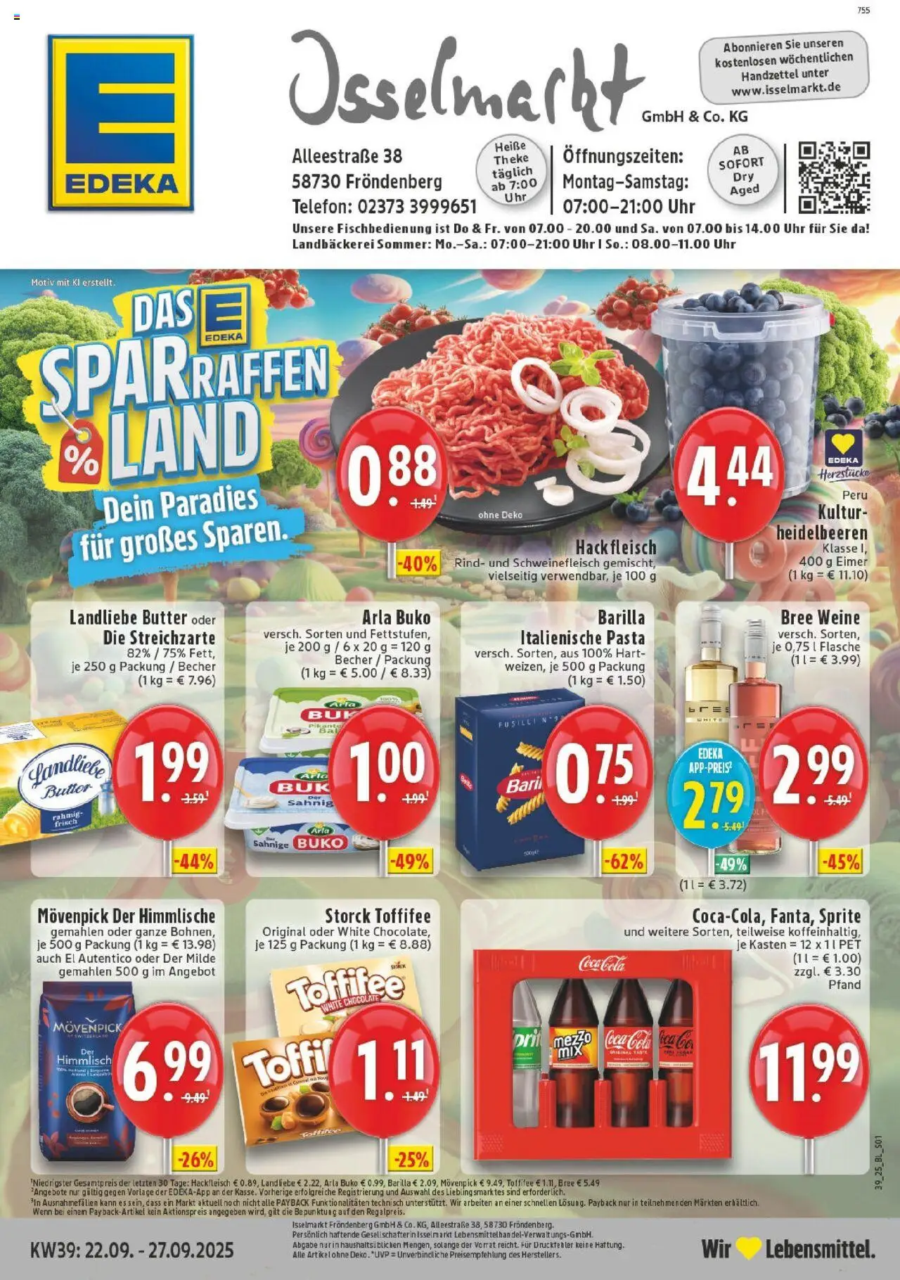 Edeka prospekt Fröndenberg	 – gültig ab 21.09.2025 | Seite: 1 | Produkte: Coca cola, Theke, Uhr, Hackfleisch