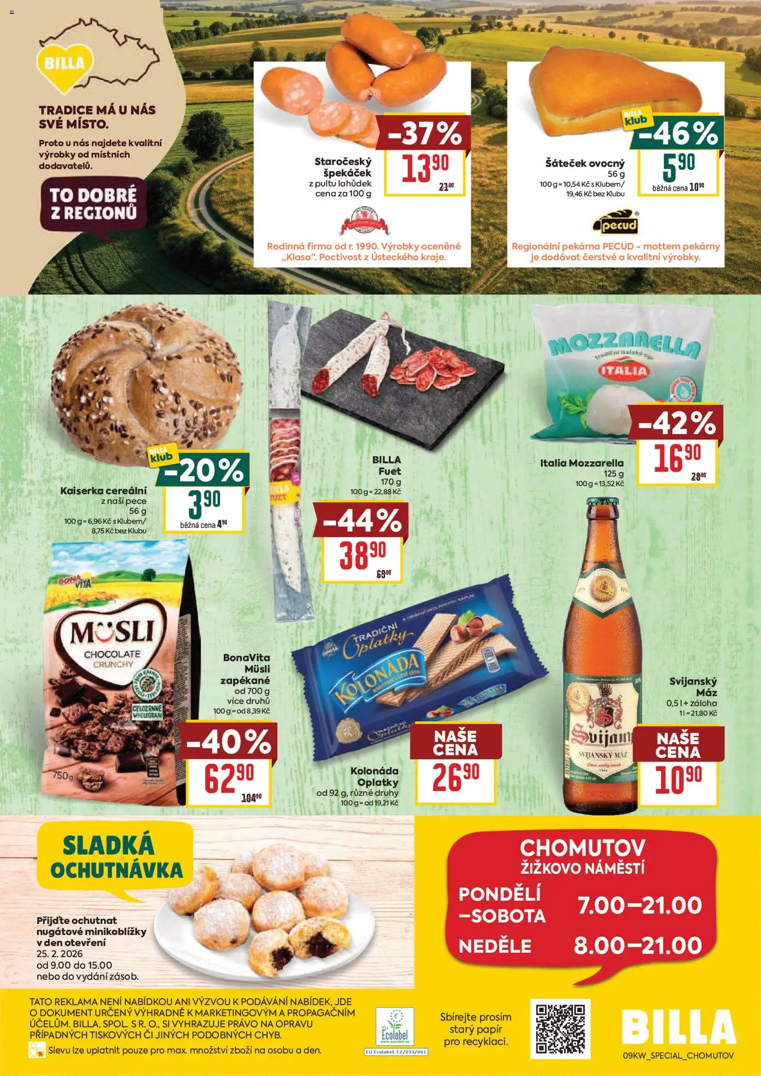 Billa leták - Speciál: Chomutov od 25.02.2026 | Strana: 4 | Produkty: Kaiserka, Pekárna, Müsli, Oplatky