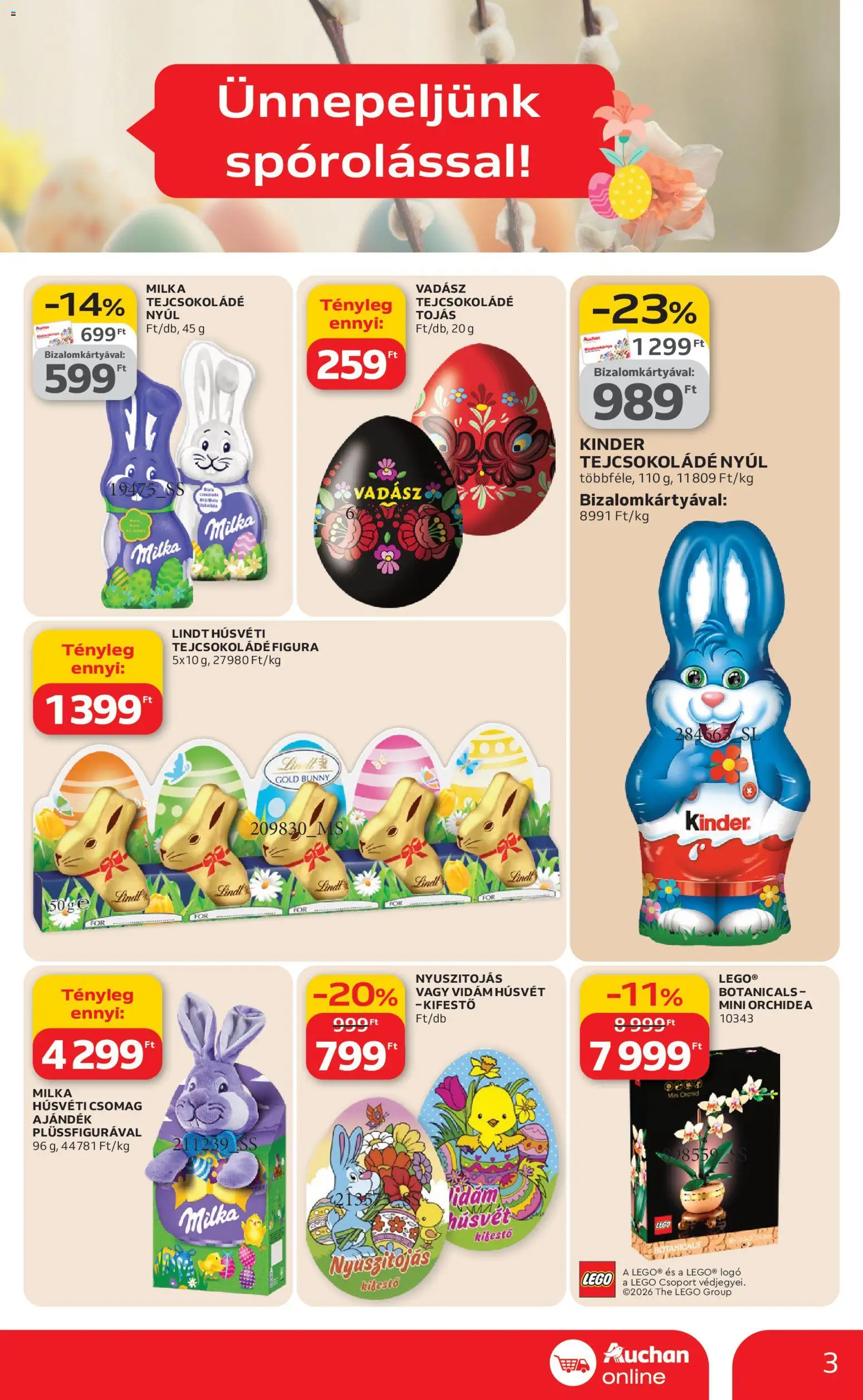 Auchan akciós ujság - amely érvényes a következő dátumtól: 26.02.2026 | Oldal: 3 | Termékek: Orchidea, Tejcsokoládé, Tojás