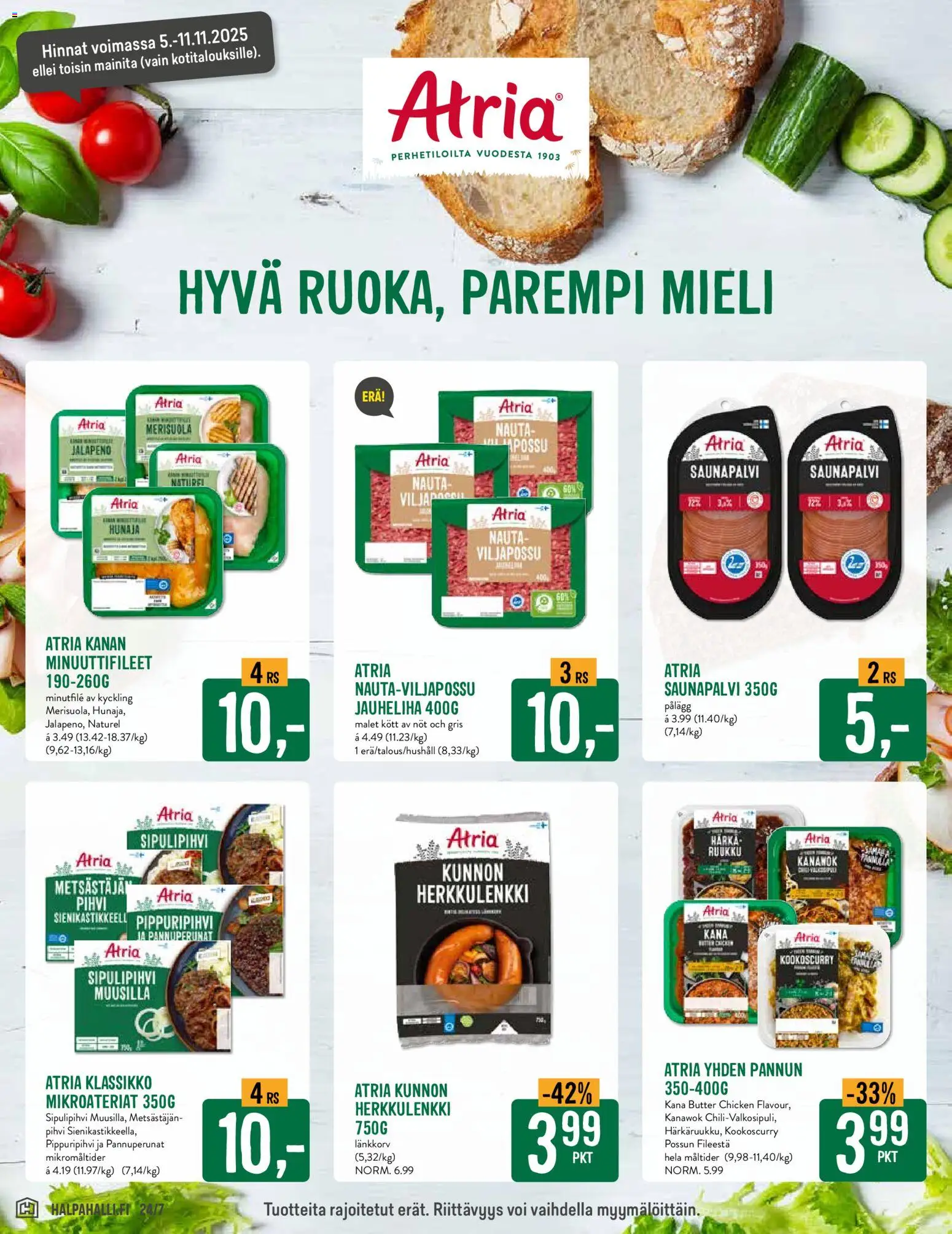 Halpa Halli tarjoukset – voimassa 05.11.2025 alkaen | Sivu: 2 | Tuotteet: Jauheliha, Voi, Pihvi, Hunaja