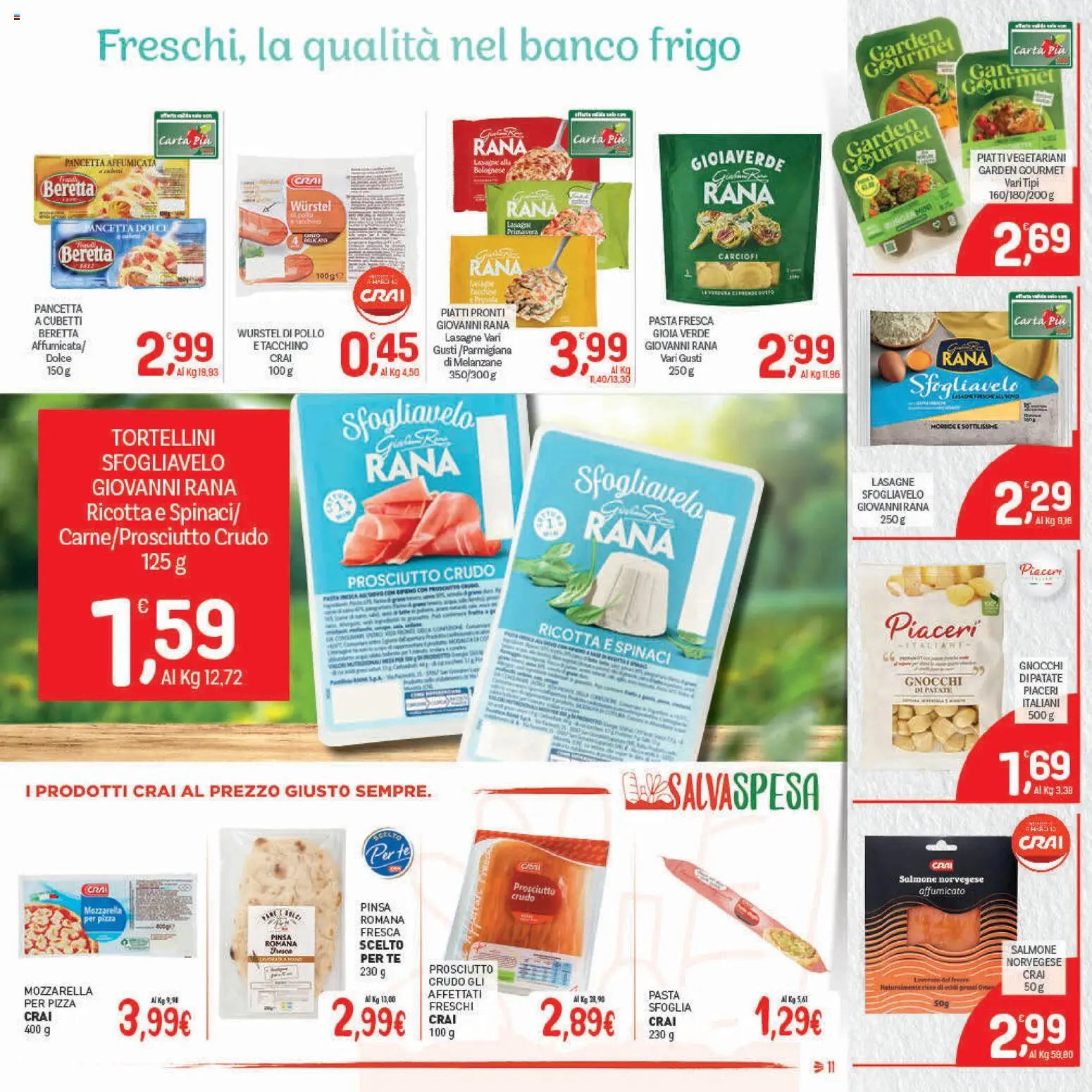 Volantino CRAI del 30.10.2025 | Pagina: 11 | Prodotti: Prosciutto Crudo, Pollo, Salmone, Pasta