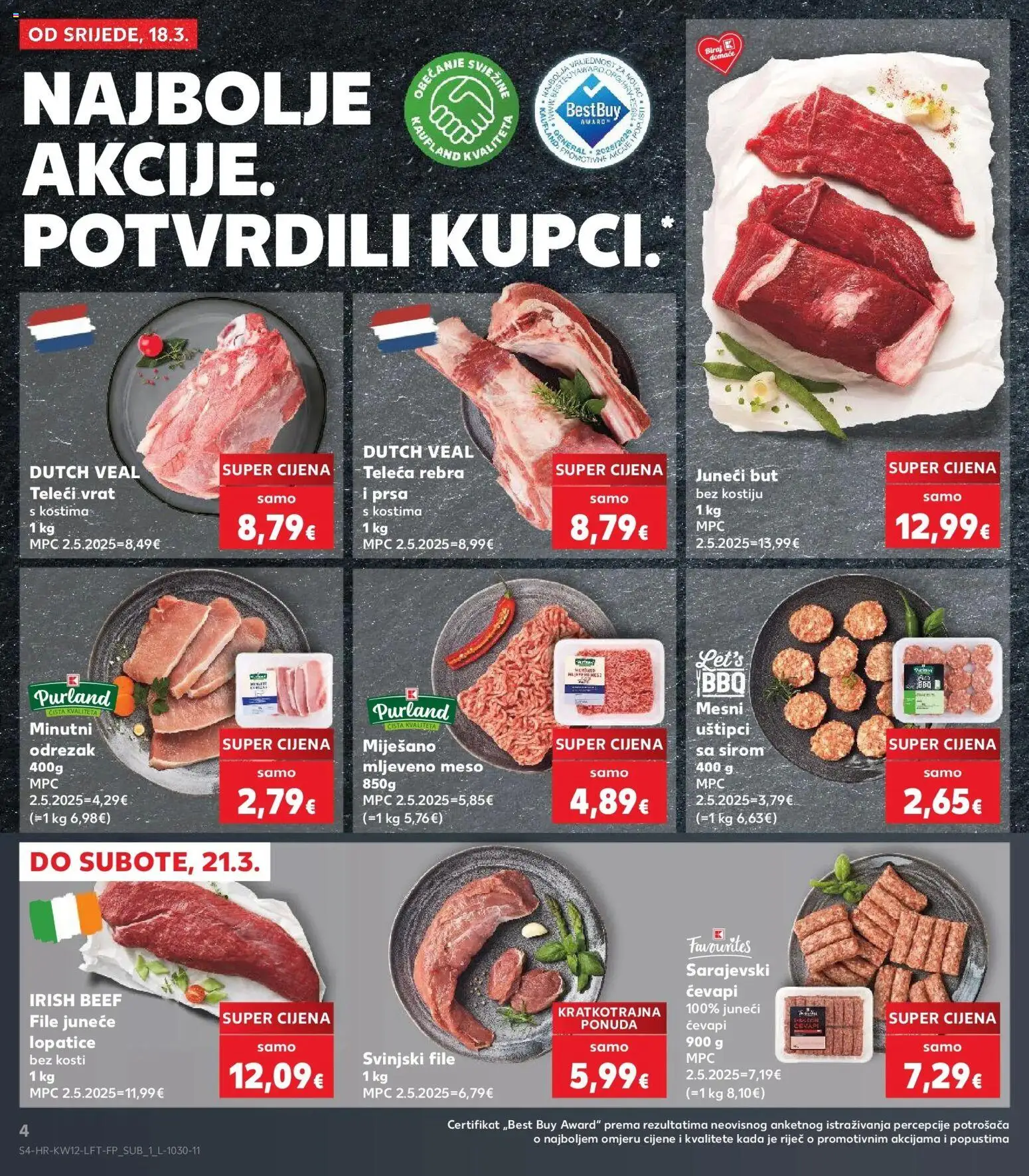 Kaufland katalog | vrijedi od 17.03.2026 | Stranica: 4 | Proizvodi: Juneći but, Meso, Mljeveno meso, Svinjski file