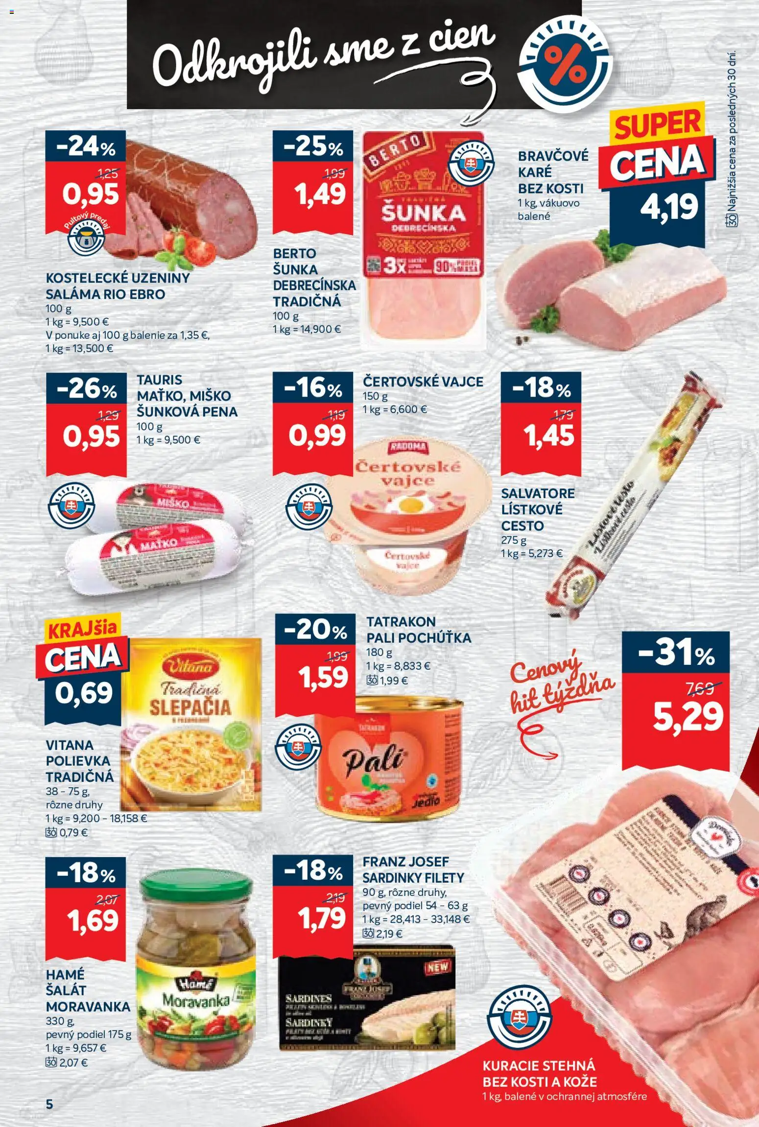 Nové Kraj akcie – leták je platný od 20.11.2025 | Strana: 9 | Produkty: Sardinky, Šunka, Lístkové cesto, Šalát