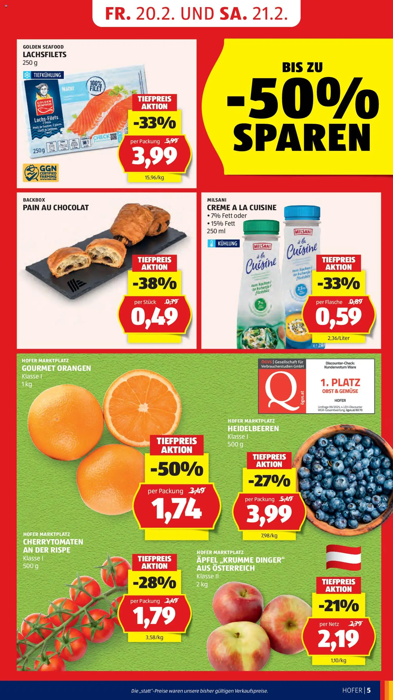 Hofer Flugblatt gültig ab 20.02.2026 | Seite: 7 | Produkte: Obst, Creme, Äpfel, Orangen