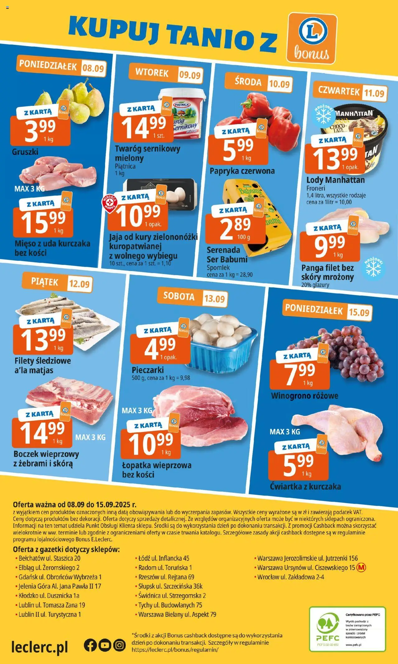 E.Leclerc Gazetka - Warszawa Ursynów od 08.09.2025 | Strona: 24 | Produkty: Pieczarki, Ser, Twaróg, Jaja