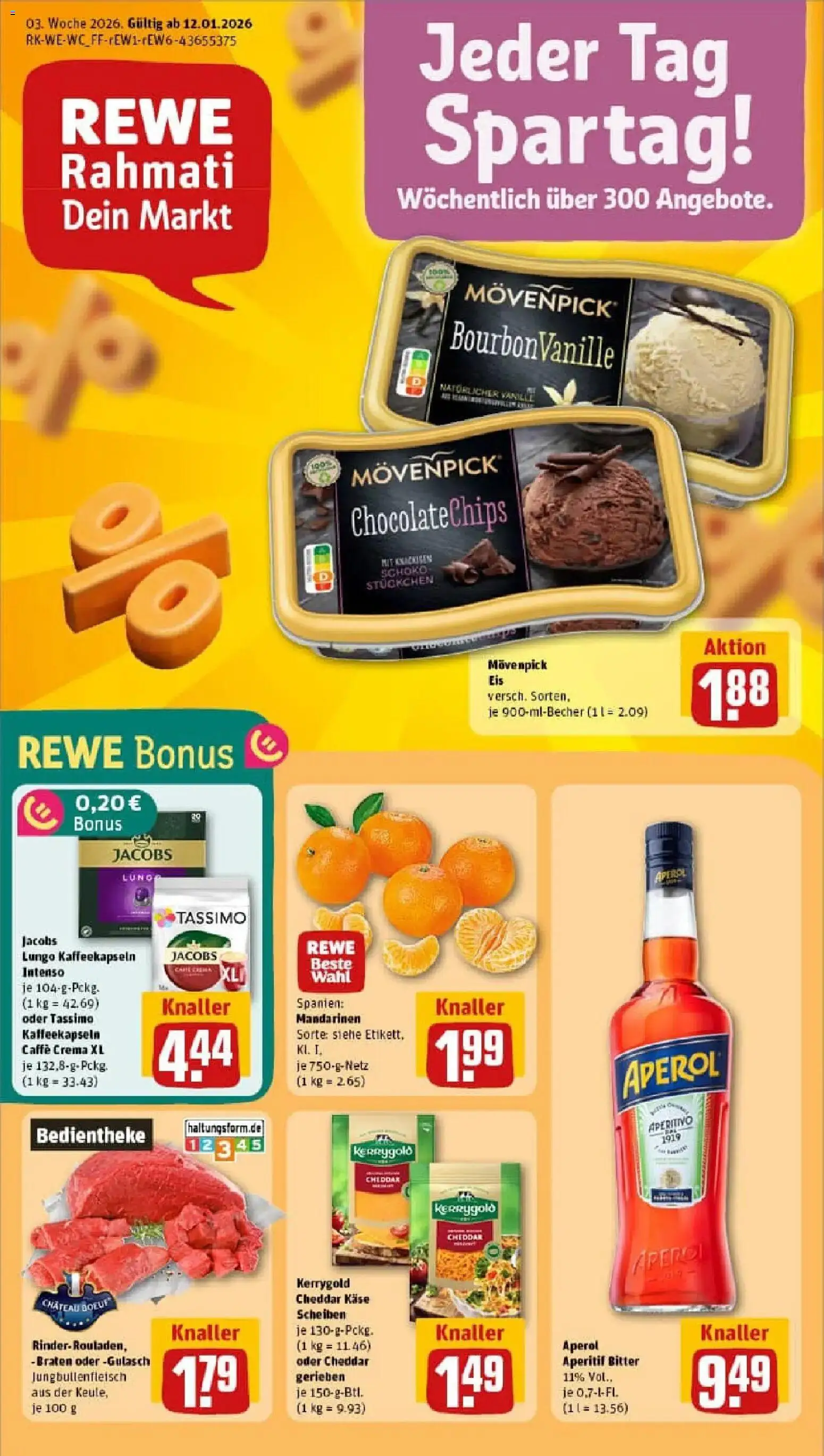 Rewe prospekt Leipzig / Reudnitz-Thonberg	 – gültig ab 11.01.2026 | Seite: 1 | Produkte: Käse, Movenpick eis, Gulasch, Eis