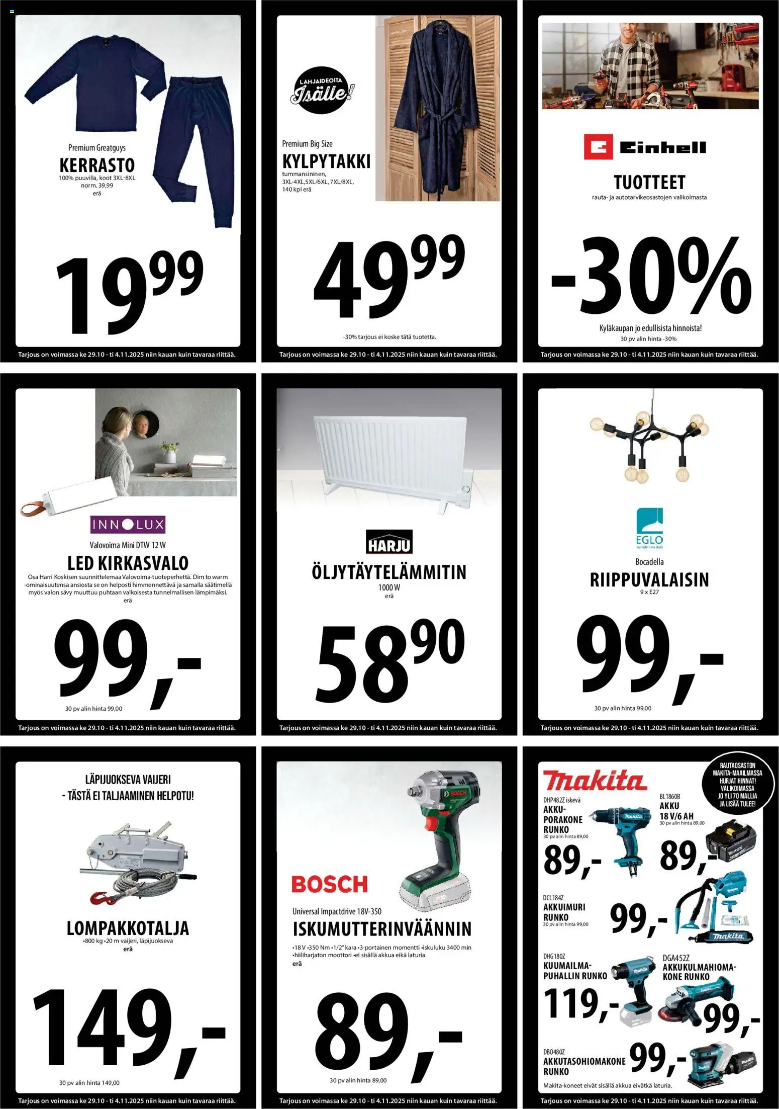 Tuuri tarjoukset – voimassa 29.10.2025 alkaen | Sivu: 20 | Tuotteet: Akku, Kylpytakki