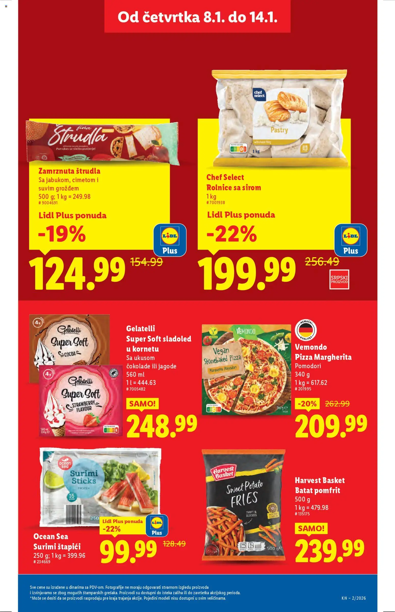 Lidl katalog - važi od 08.01.2026 | Strana: 19 | Proizvode: Sladoled, Surimi, Štrudla, Pomfrit