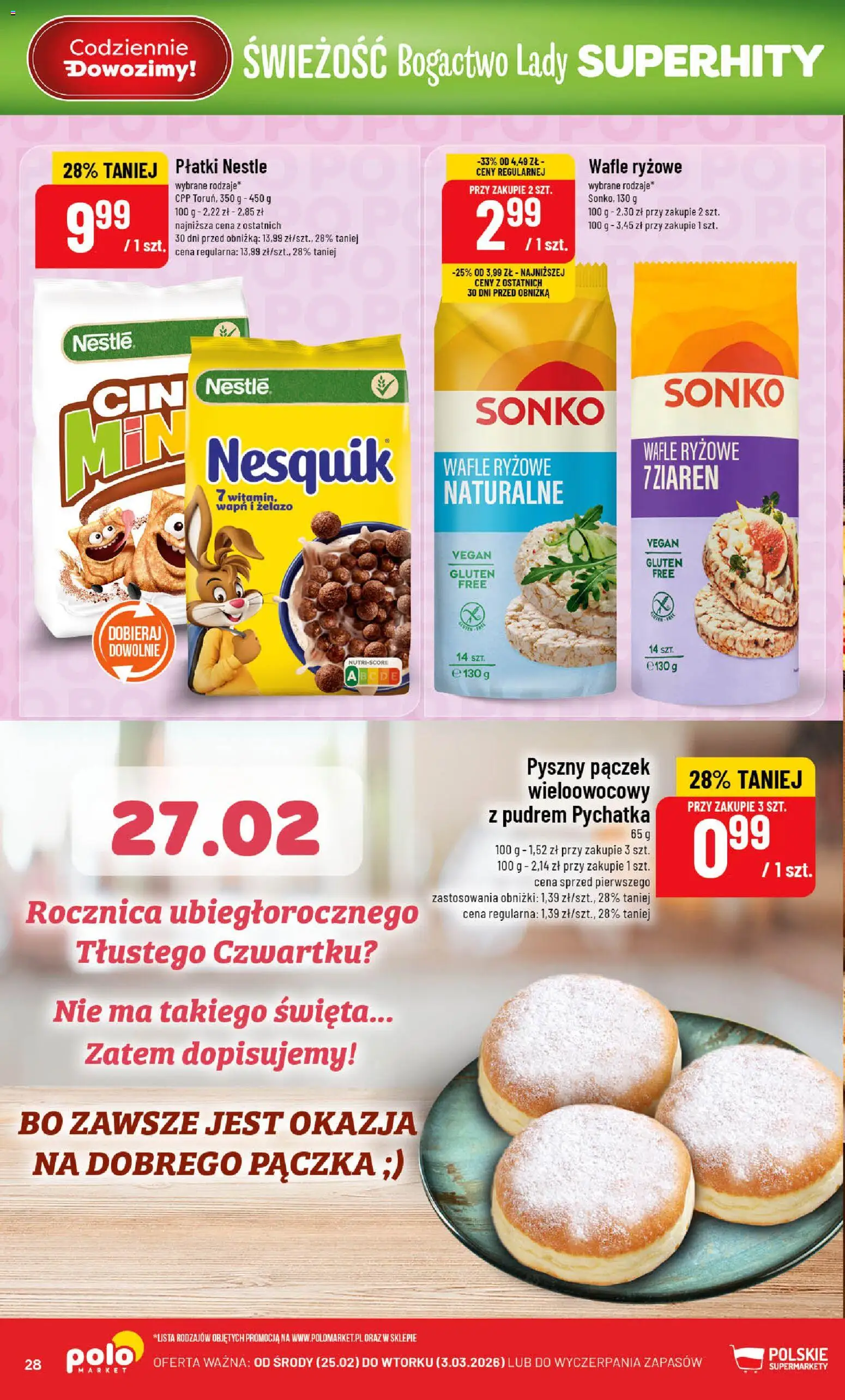 POLOmarket Gazetka od 25.02.2026 | Strona: 28 | Produkty: Wafle, Żelazo, Wafle ryżowe, Płatki