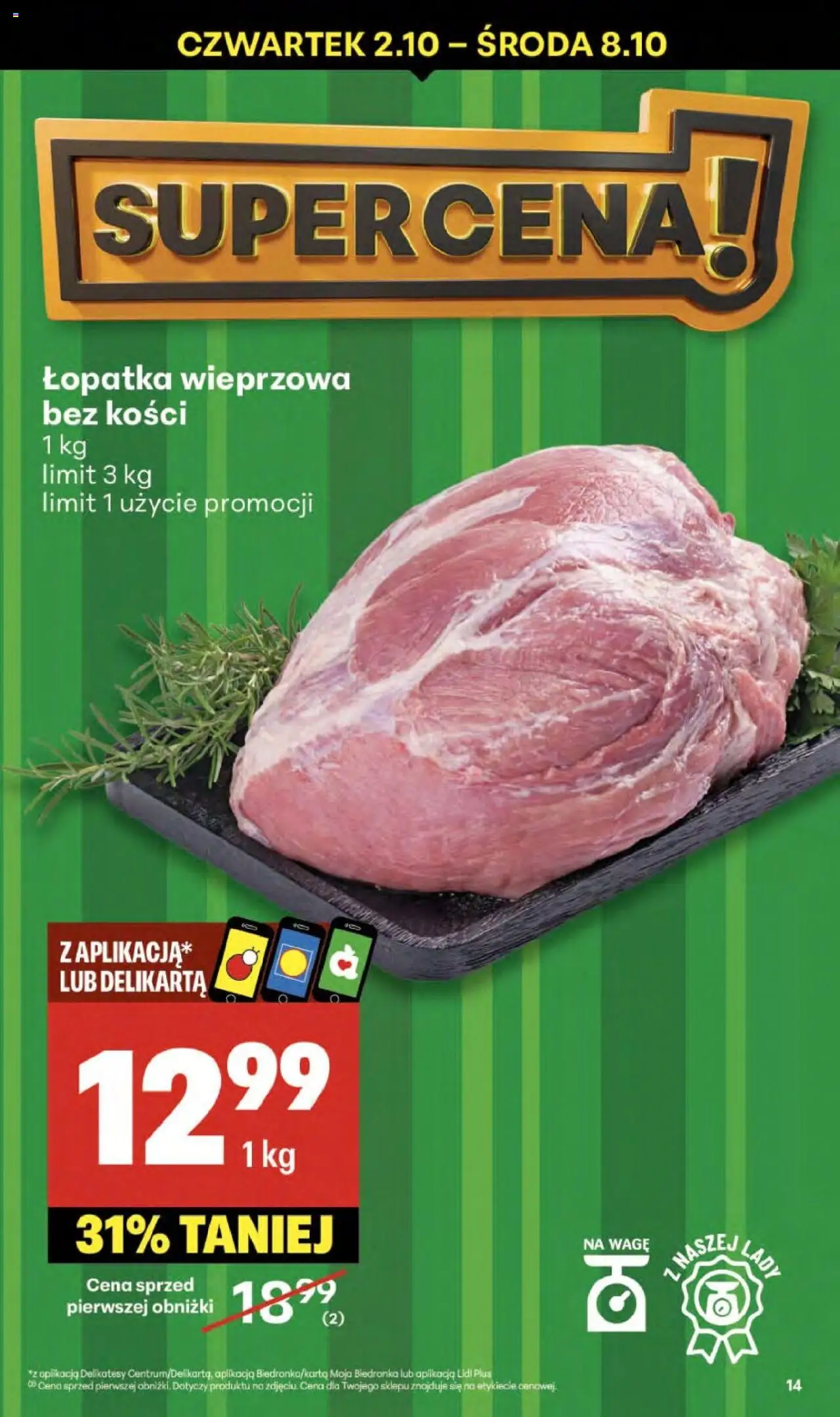Delikatesy Centrum Gazetka od 02.10.2025 | Strona: 14 | Produkty: Delikatesy, Łopatka wieprzowa