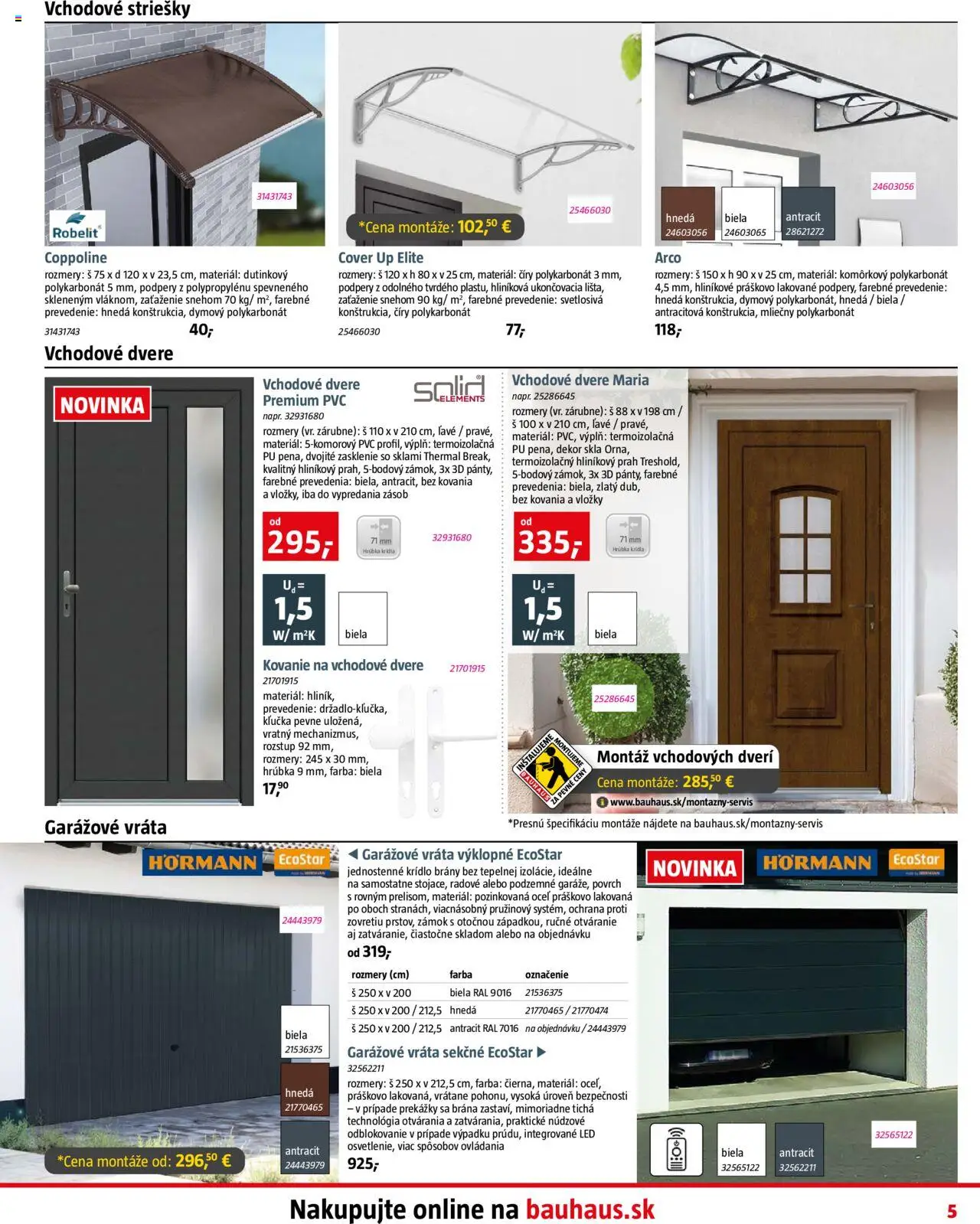 Nové Bauhaus akcie – leták je platný od 08.09.2025 | Strana: 5 | Produkty: Kovanie, Vchodové dvere, Dvere