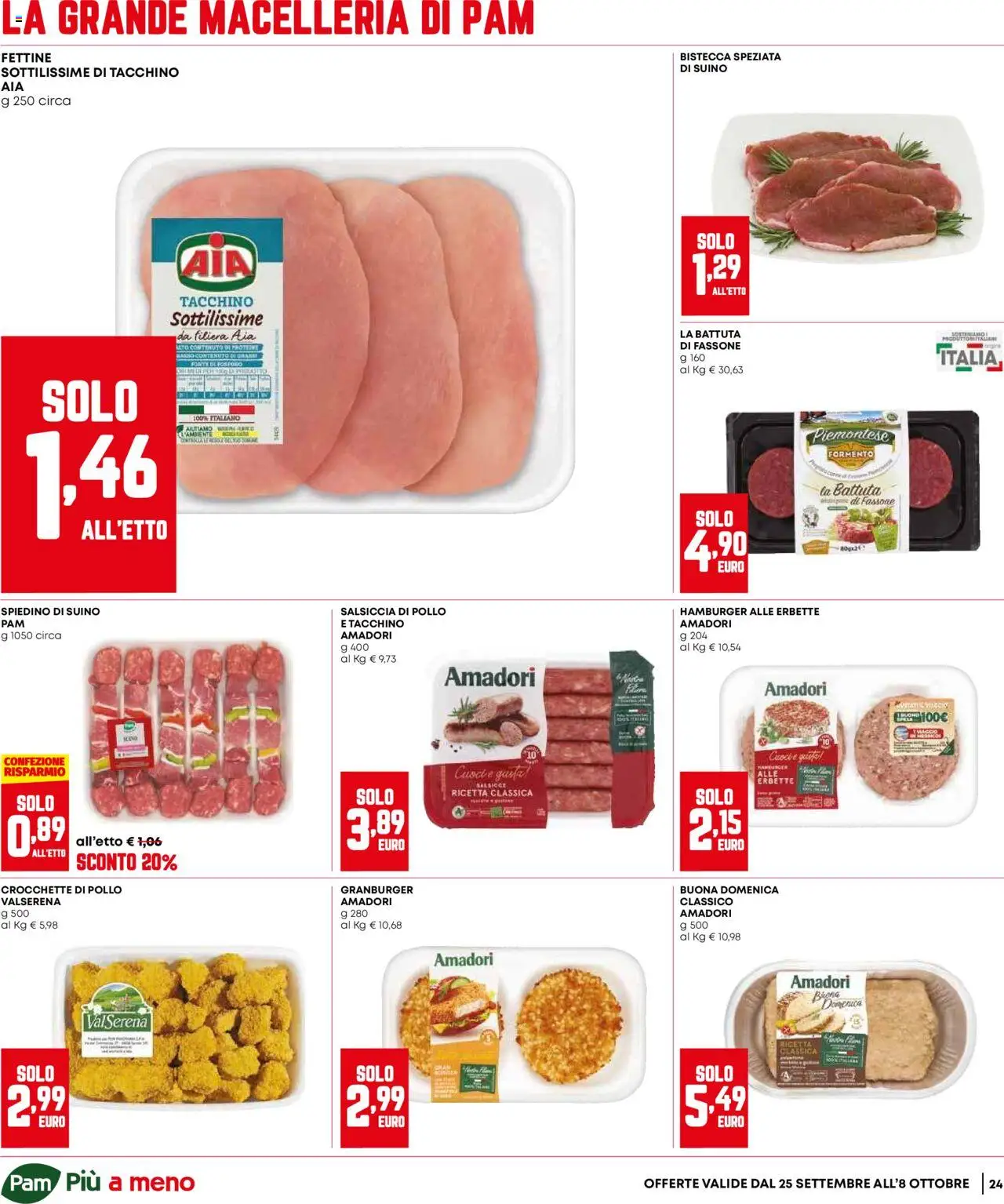 Volantino Panorama del 25.09.2025 | Pagina: 24 | Prodotti: Suino, Salsiccia, Crocchette, Hamburger