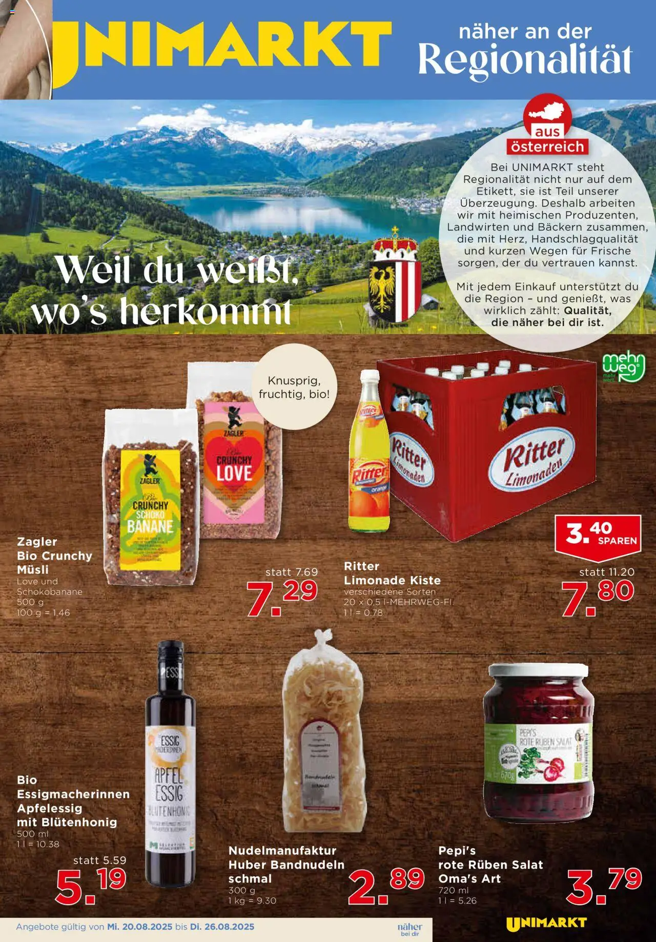 Unimarkt Salzkammergut gültig ab 20.08.2025 | Seite: 7 | Produkte: Salat, Äpfel