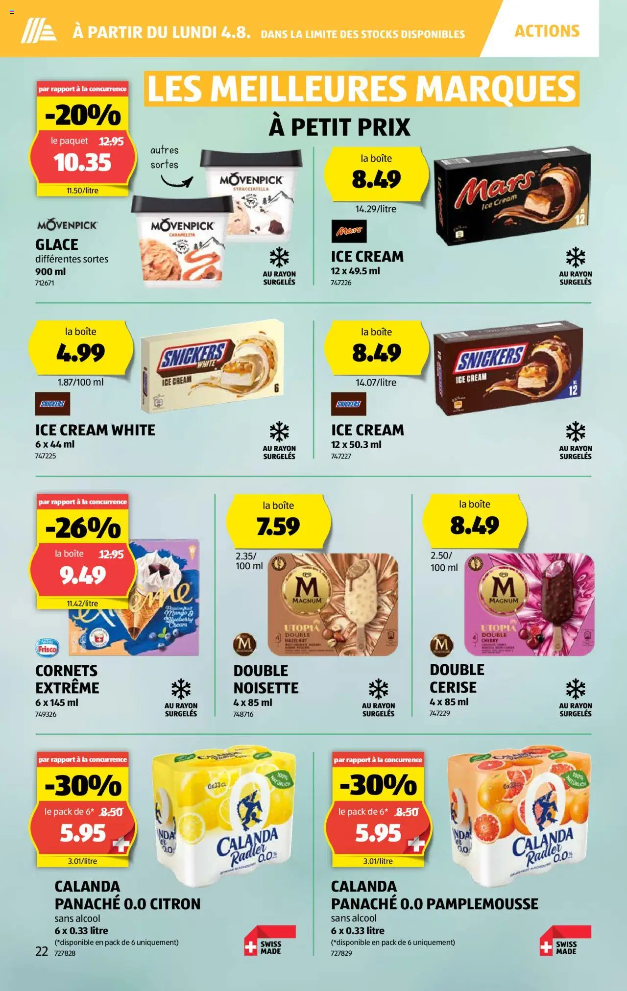 Aldi Prospectus ab 31.07.2025 | Seite: 22 | Produkte: En Kommode, Glace, Snickers, Mars