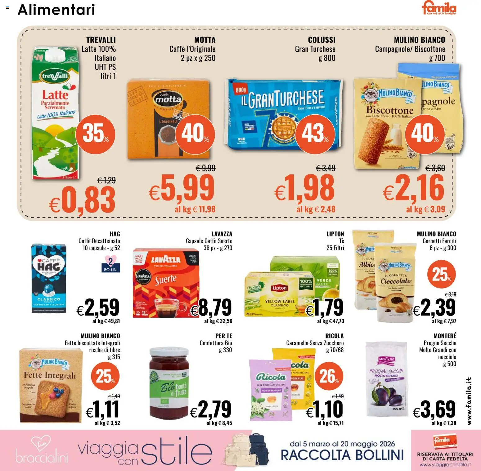 Volantino Famila del 16.03.2026 | Pagina: 13 | Prodotti: Tè, Caramelle, Zucchero, Latte