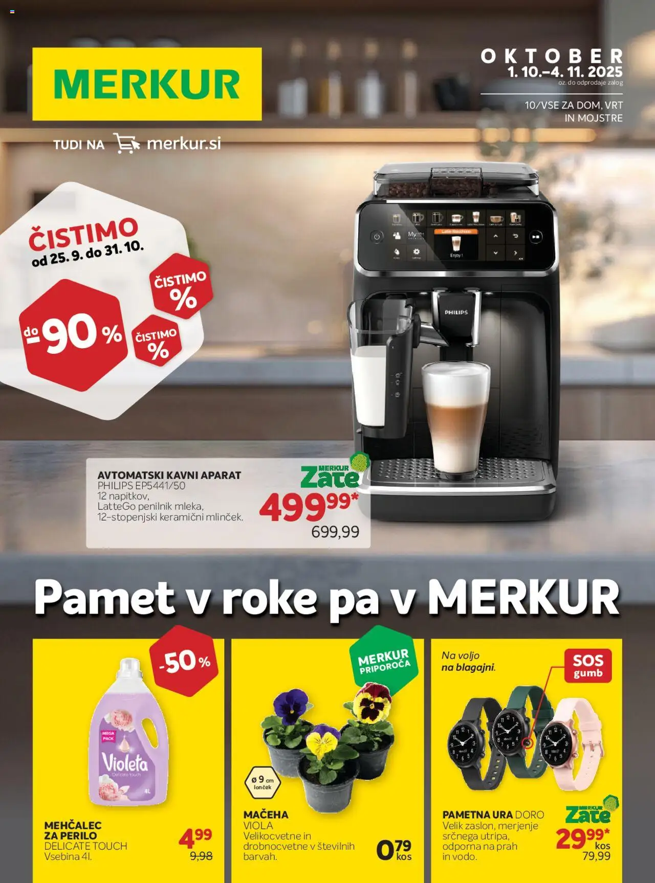 Novi Merkur katalog ponudbe – veljaven od 01.10.2025 | Stran: 1 | Izdelki: Ura, Mehčalec, Pametna ura