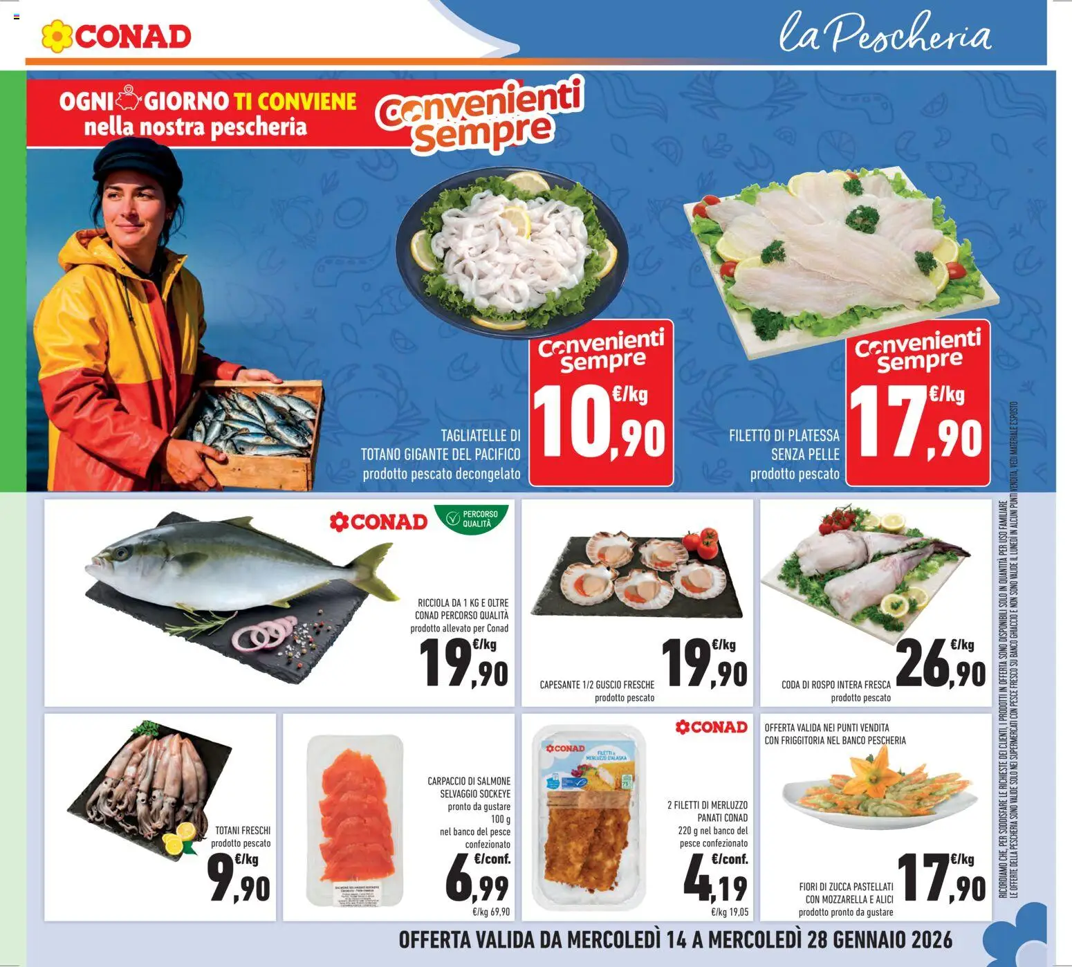 Volantino Conad del 14.01.2026 | Pagina: 19 | Prodotti: Merluzzo, Mozzarella, Zucca, Alici