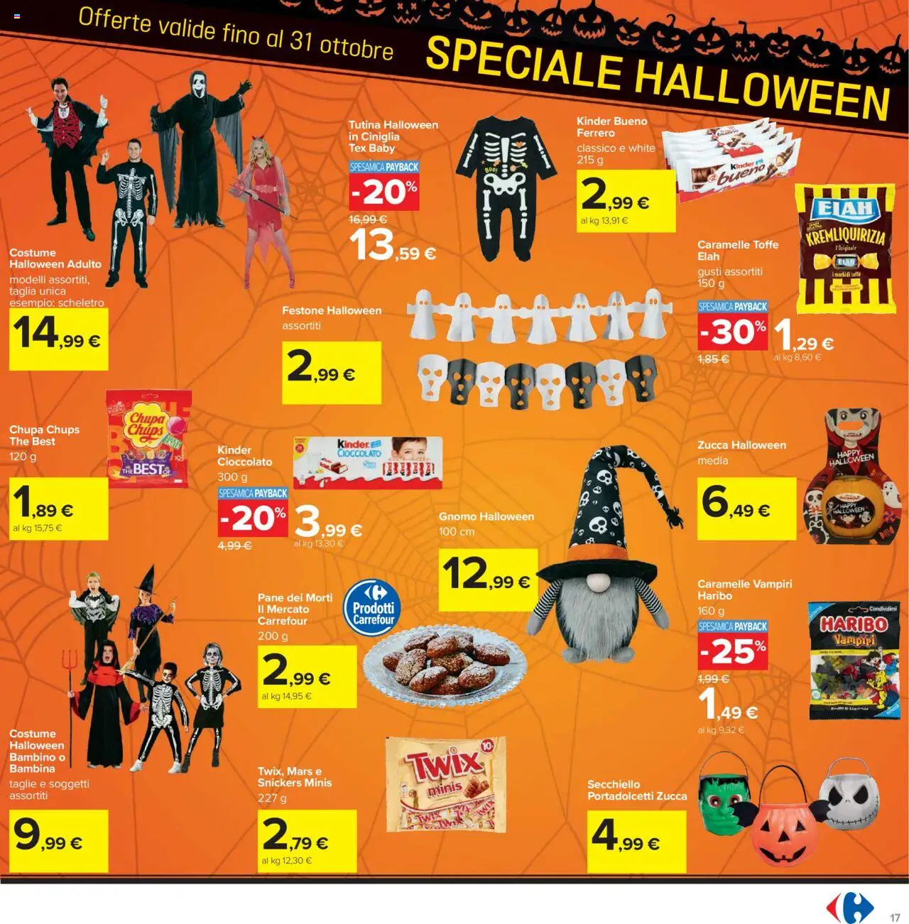 Volantino Carrefour del 23.10.2025 | Pagina: 17 | Prodotti: Pane, Caramelle, Tutina, Zucca