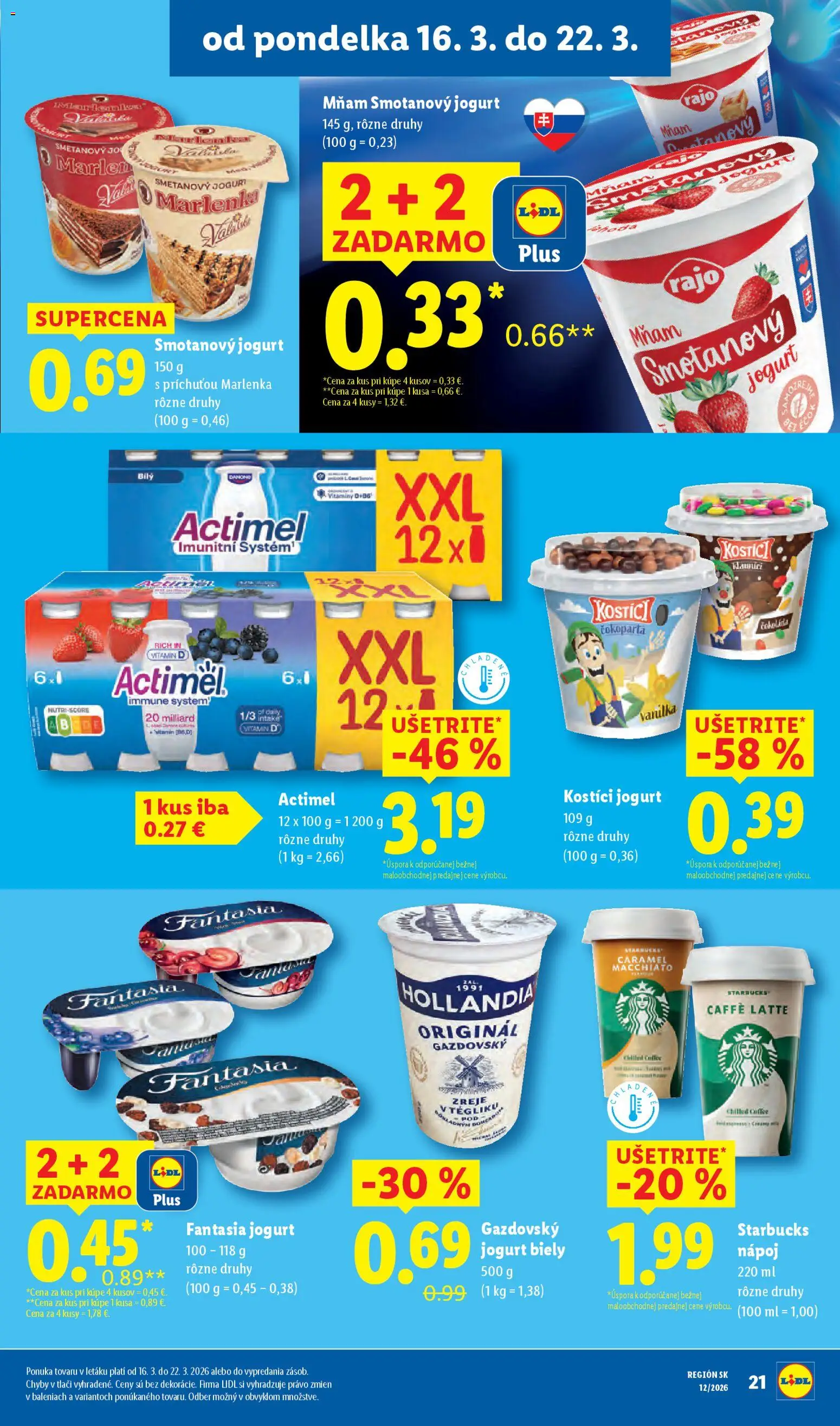Nové Lidl akcie – leták je platný od 16.03.2026 | Strana: 27 | Produkty: Jogurt, Marlenka, Actimel