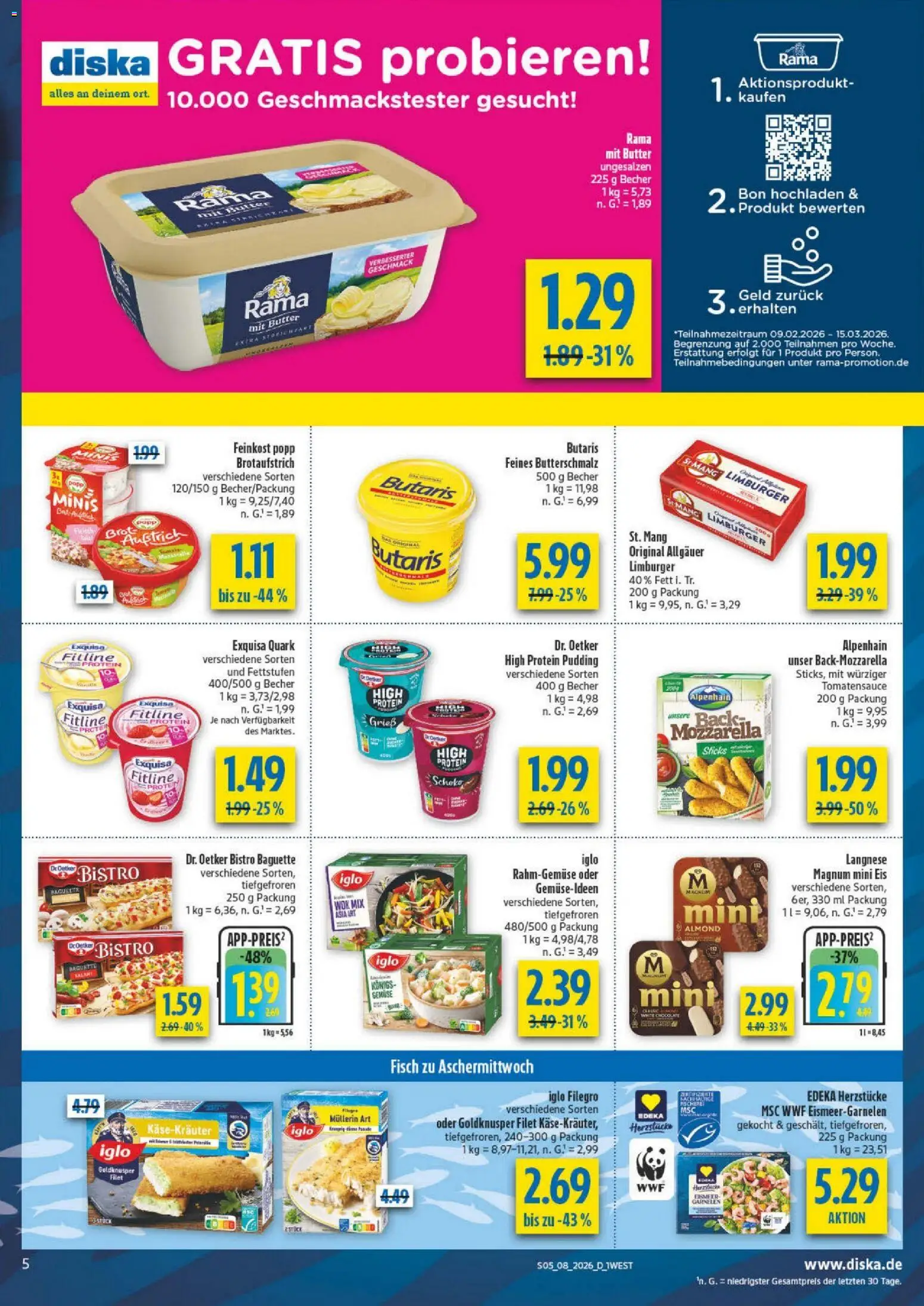 Diska - Diska Angebote Bayern KW08 – gültig ab 16.02.2026 | Seite: 5 | Produkte: Butter, Pudding, Exquisa, Brot
