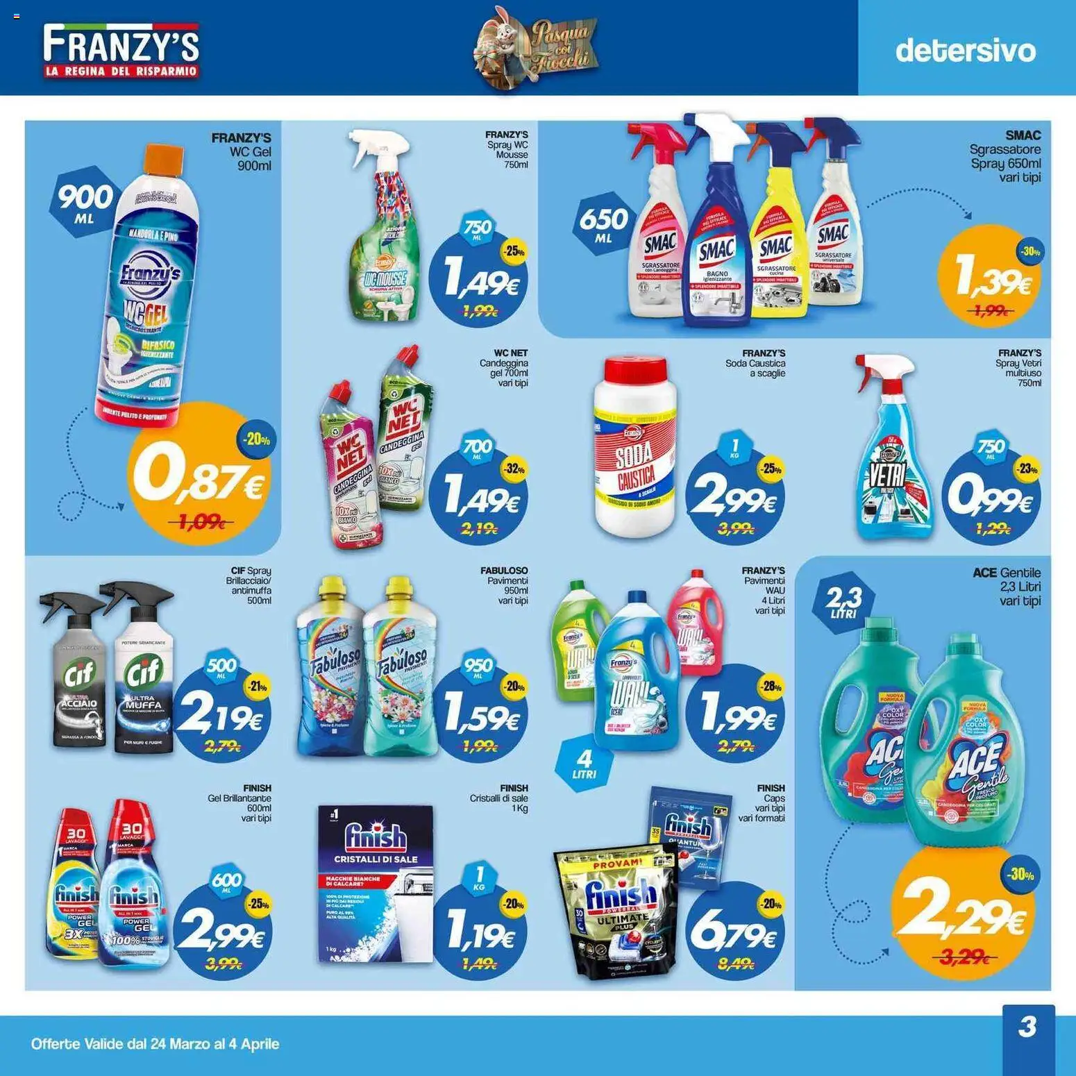 Volantino Franzy's del 24.03.2026 | Pagina: 3 | Prodotti: Candeggina, Sgrassatore, WC, Bagno