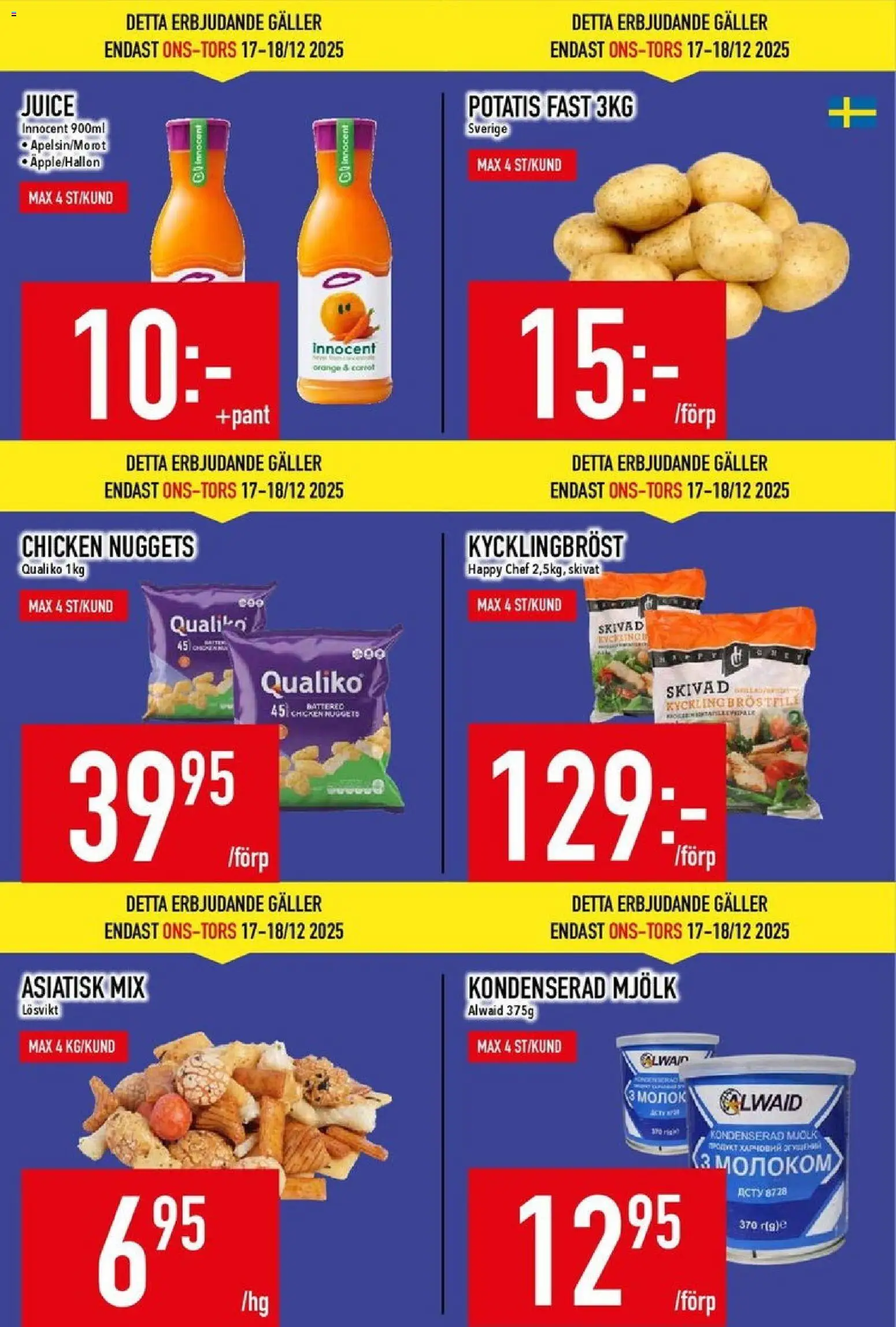 Matdax reklamblad aktuell från 15.12.2025 | Sida: 3 | Produkter: Galler, Mjölk, Juice, Potatis