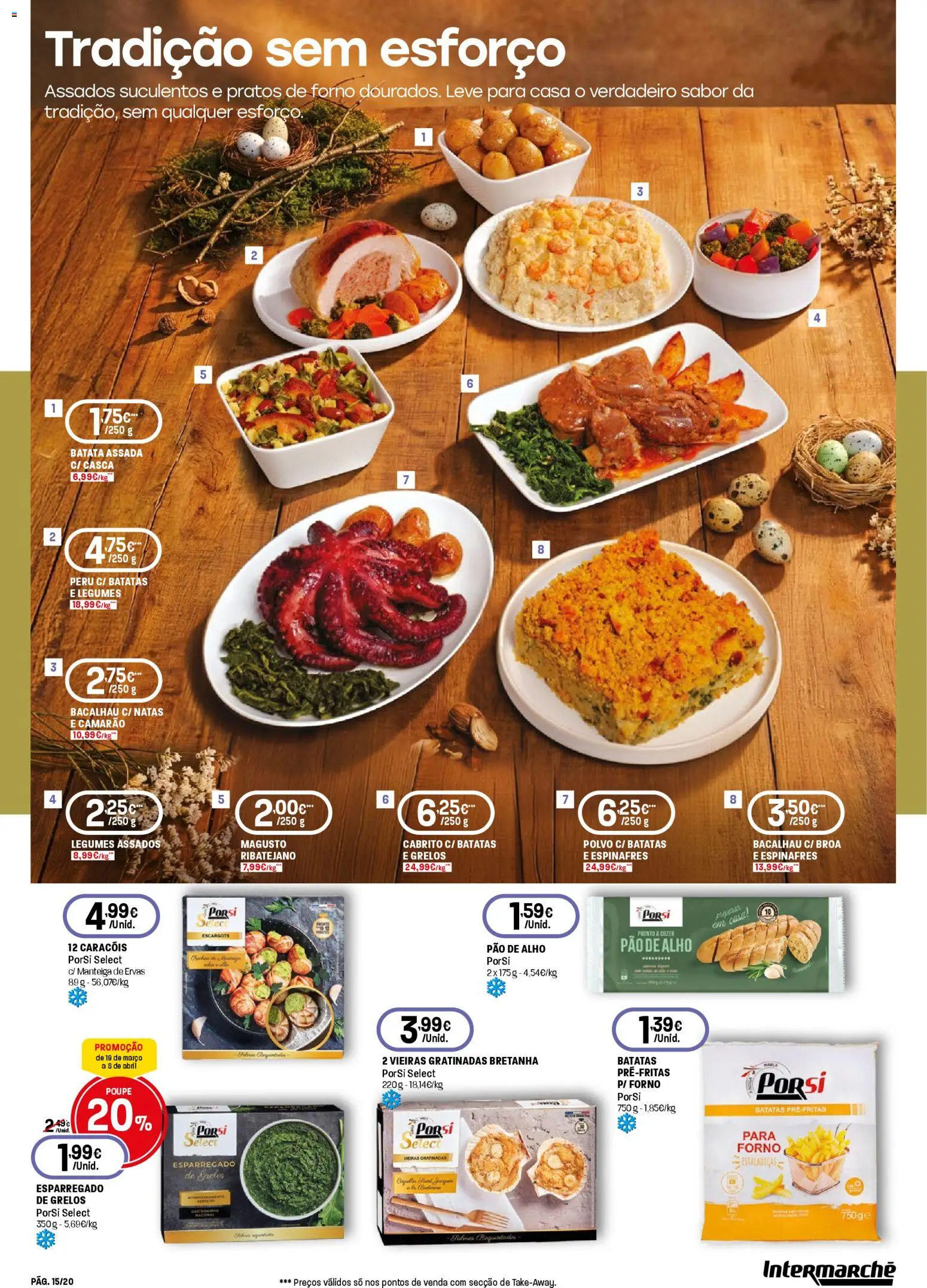 Intermarché - Pascoa Contact │ válido de 19.03.2026 | Página: 15 | Produtos: Batata, Espinafres, Pratos, Pão