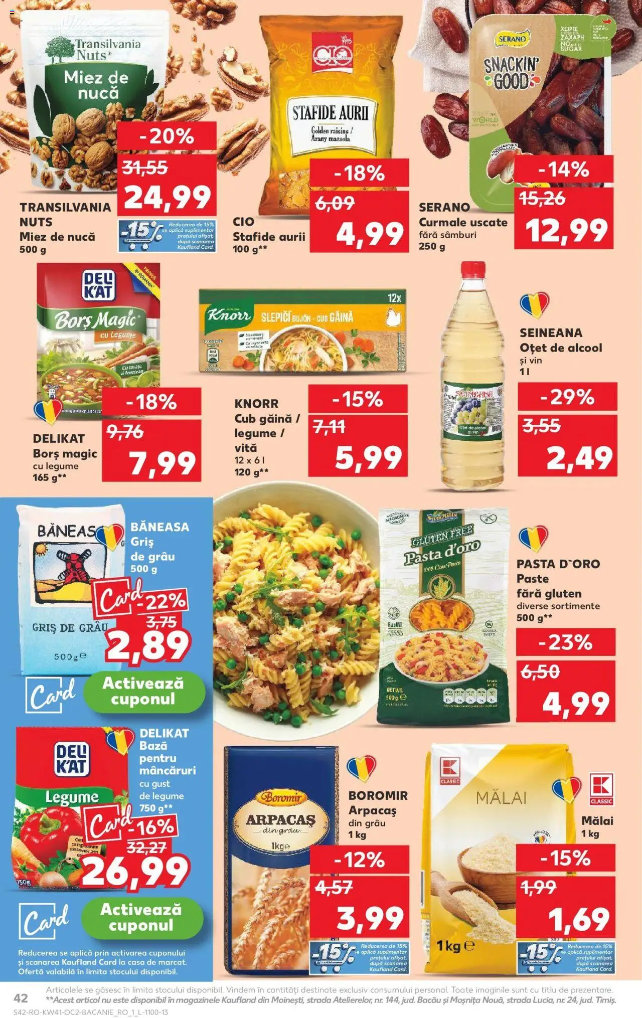 Noul catalog Kaufland – valabil de la 08.10.2025 | Pagină: 42 | Produse: Borș, Oțet, Paste, Legume