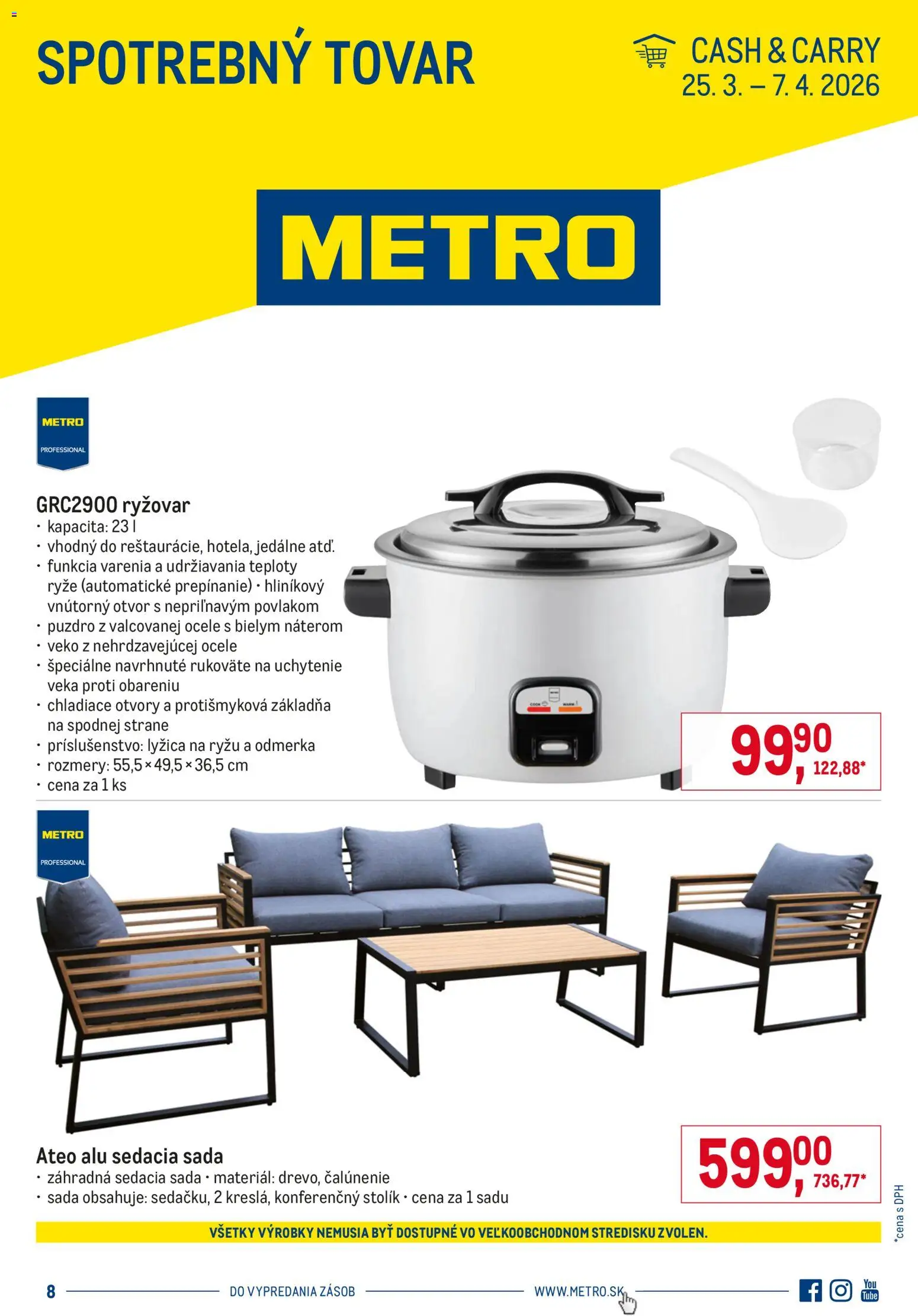 Nové Metro akcie – leták je platný od 25.03.2026 | Strana: 1 | Produkty: Konferenčný stolík, Stolík, Puzdro