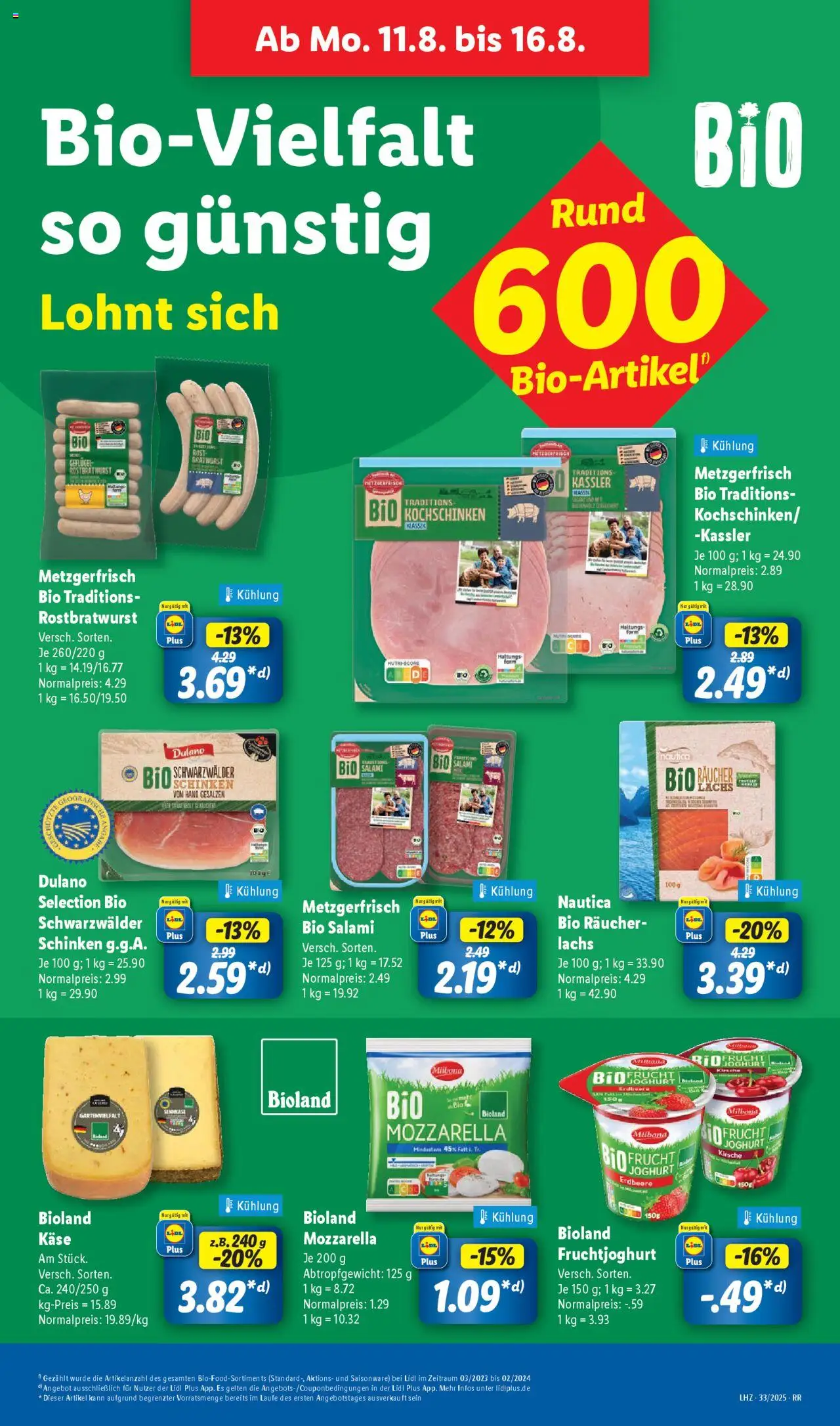 Lidl Prospekt Bestwig - gültig ab dem 11.08.2025 | Seite: 9 | Produkte: Käse, Joghurt, Fruchtjoghurt, Schinken