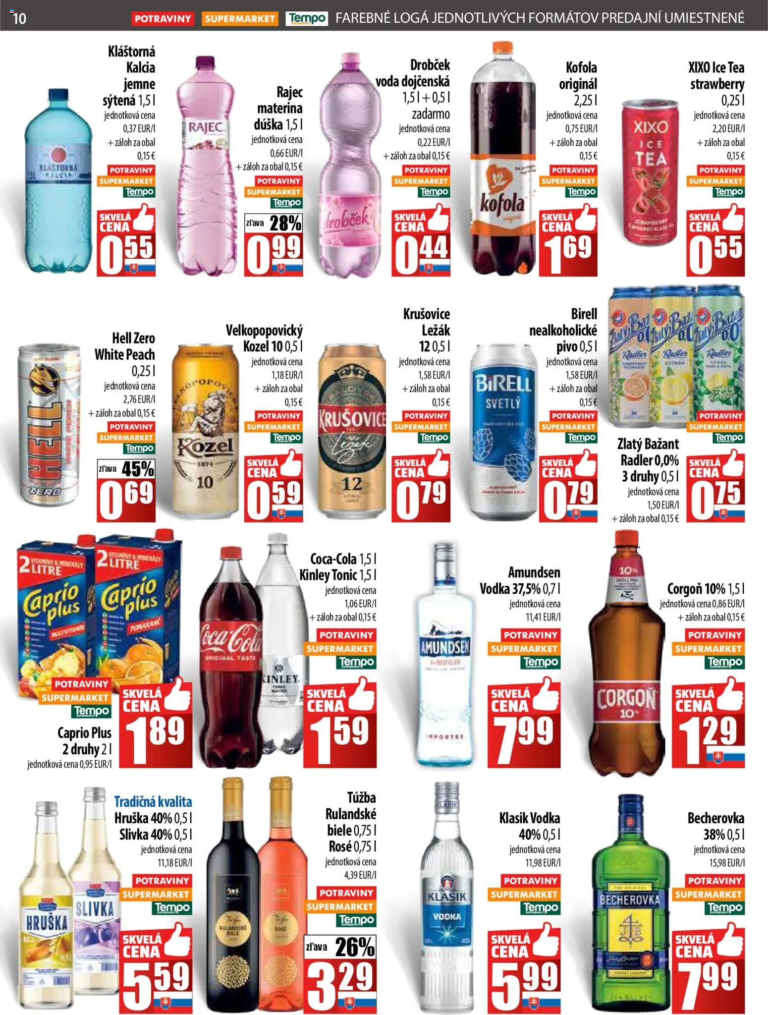 Nové COOP Jednota akcie – leták je platný od 23.10.2025 | Strana: 10 | Produkty: Rajec, Krušovice, Zlatý Bažant, Voda