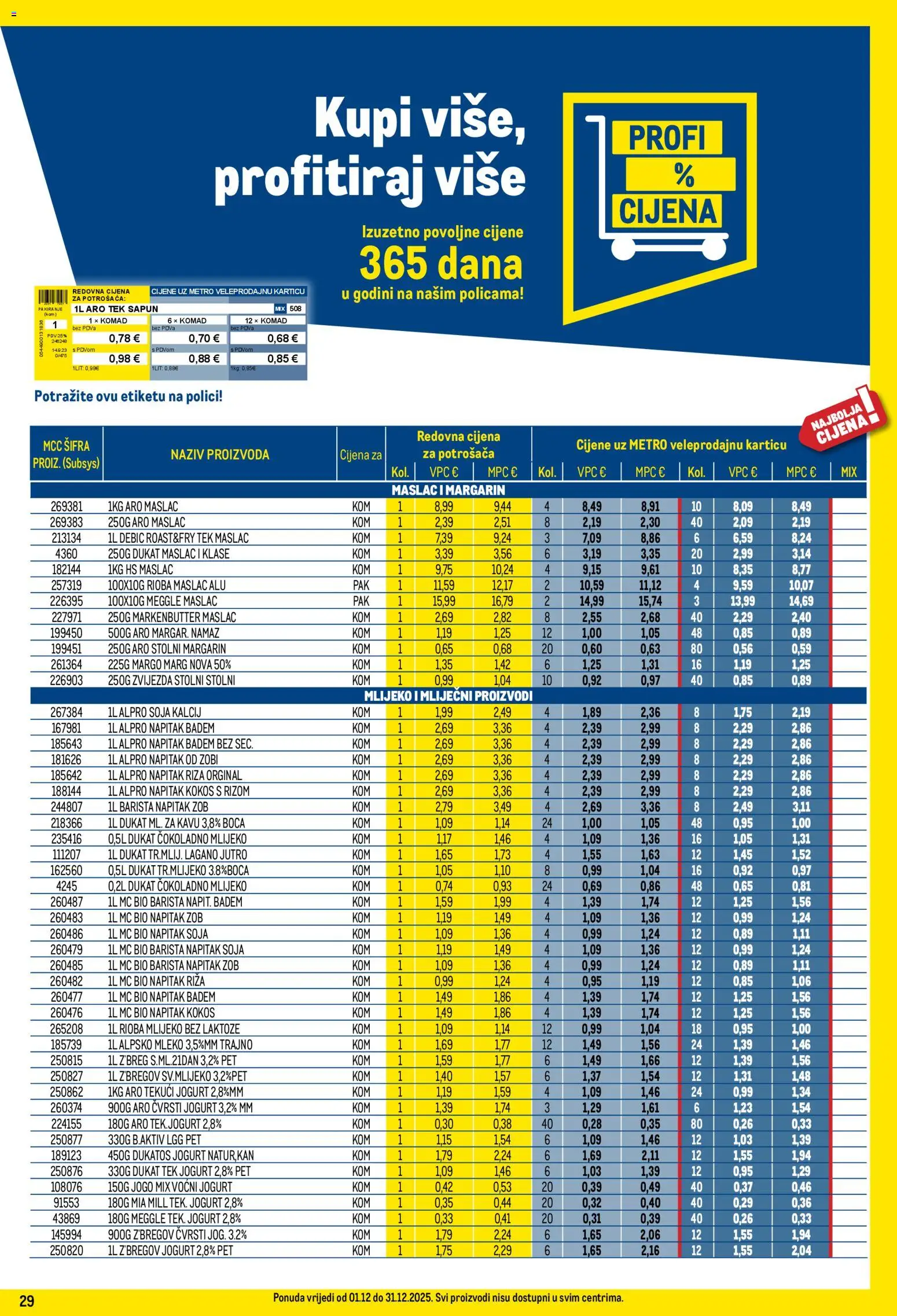 Metro katalog | vrijedi od 01.12.2025 | Stranica: 29 | Proizvodi: Jogurt, Voćni jogurt, Sapun, Mlijeko bez laktoze