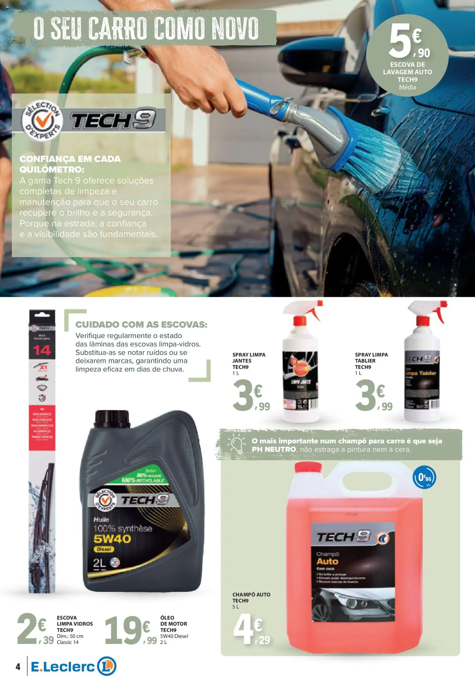 E.Leclerc folheto da Nossa Marca │ válido de 01.04.2026 | Página: 4 | Produtos: Cera, Limpa vidros, Óleo