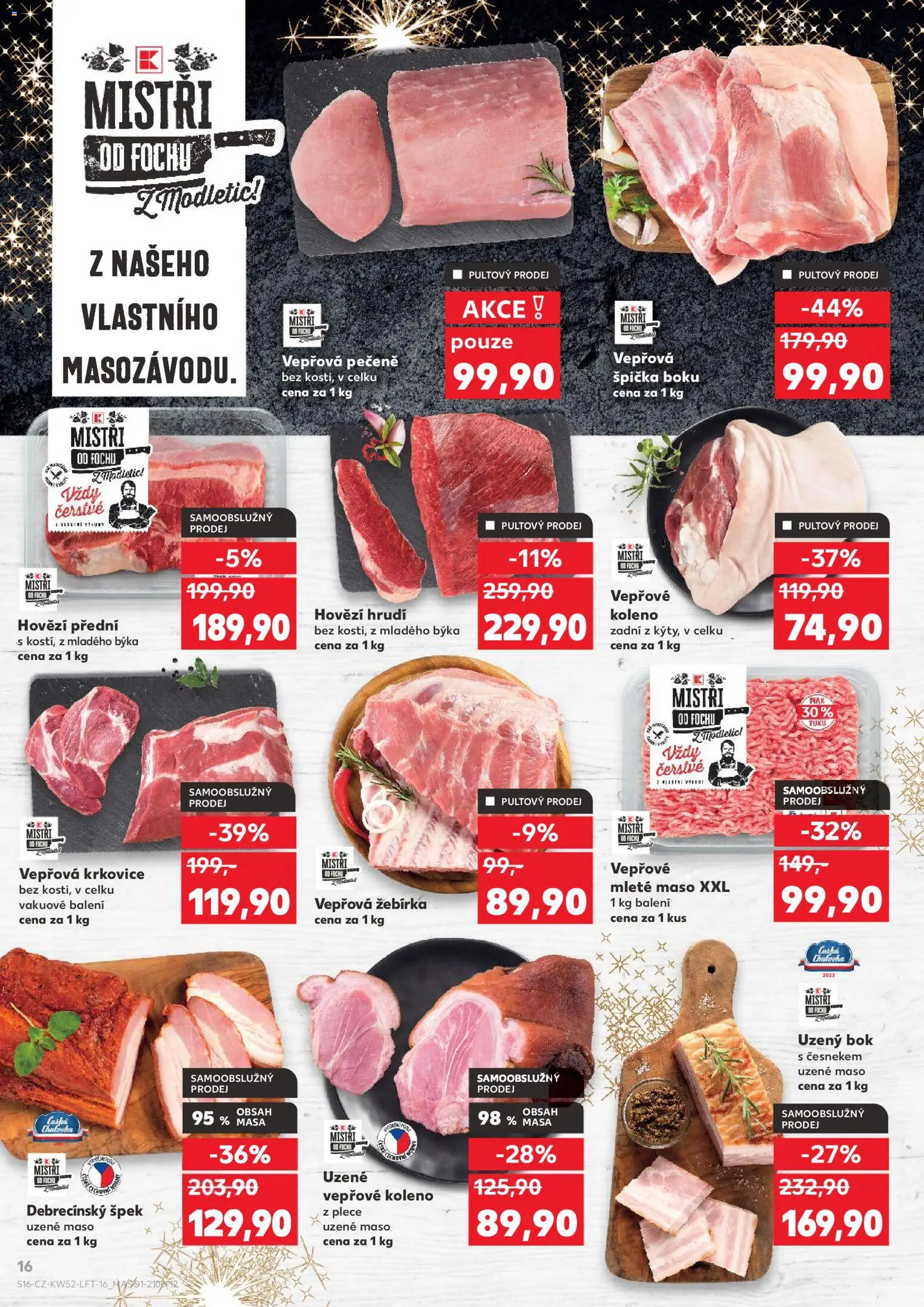 Kaufland leták - Plzeň od 27.12.2025 | Strana: 16 | Produkty: Vepřová pečeně, Vepřové koleno zadní, Krkovice, Vepřová krkovice