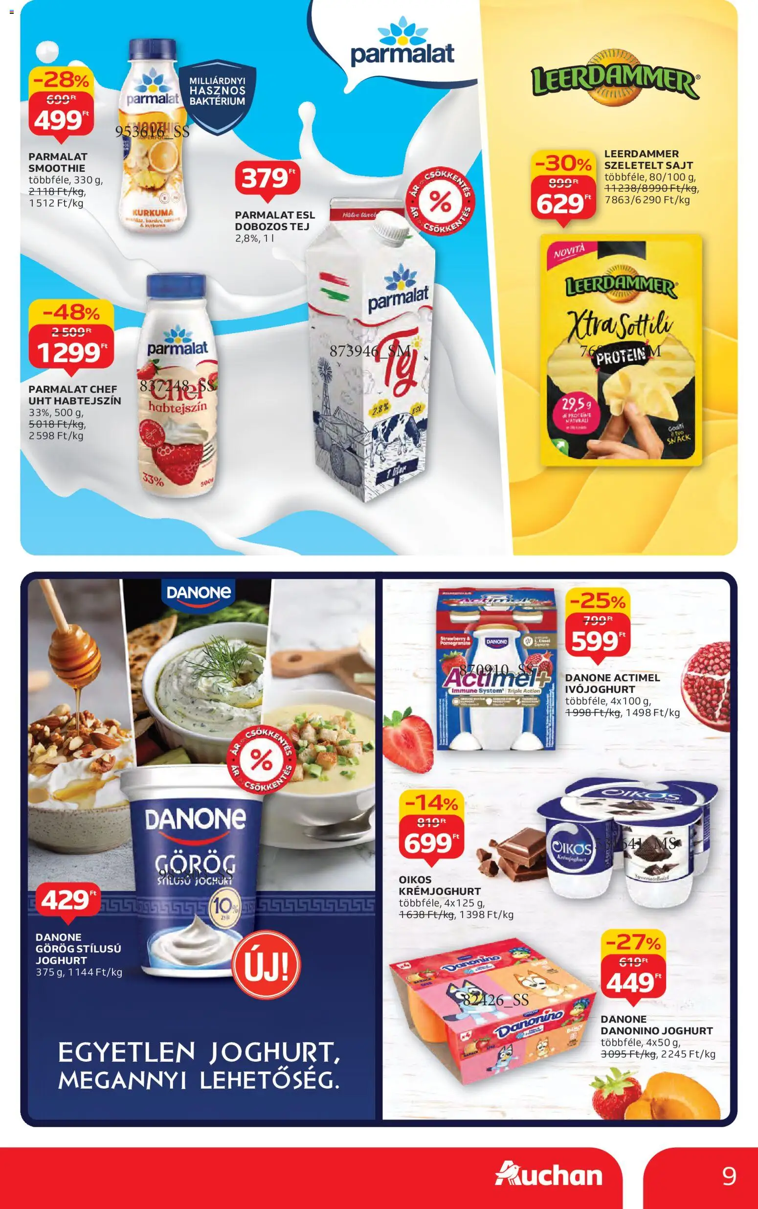 Auchan akciós ujság - amely érvényes a következő dátumtól: 06.11.2025 | Oldal: 9 | Termékek: Habtejszín, Kurkuma, Sajt, Joghurt