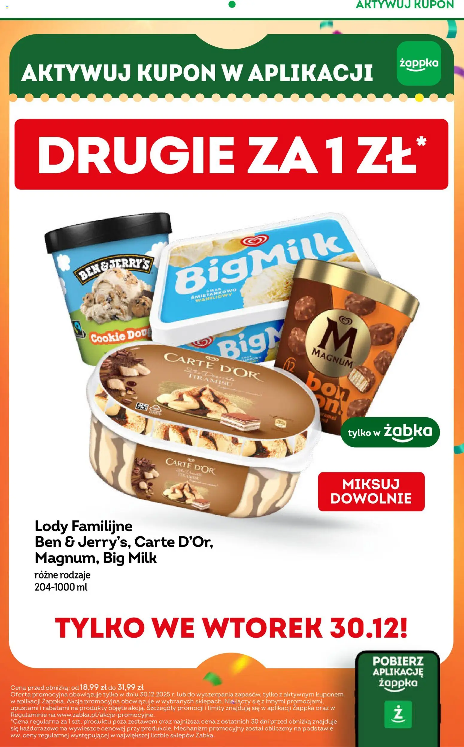 Żabka Gazetka od 30.12.2025 | Strona: 4 | Produkty: Big Milk, Lody