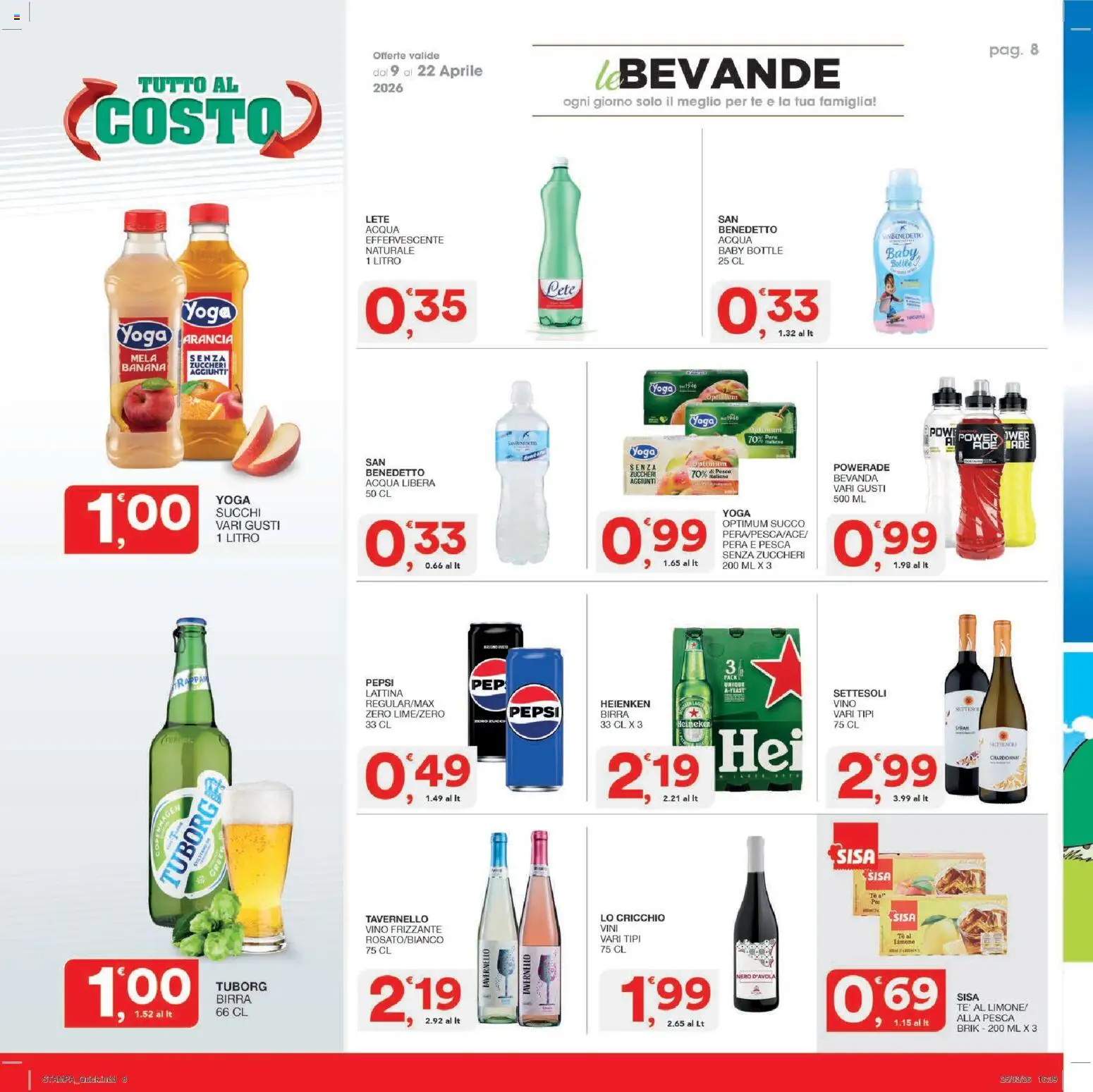 Volantino SISA del 09.04.2026 | Pagina: 8 | Prodotti: Succo, Birra, Pesca, Heineken