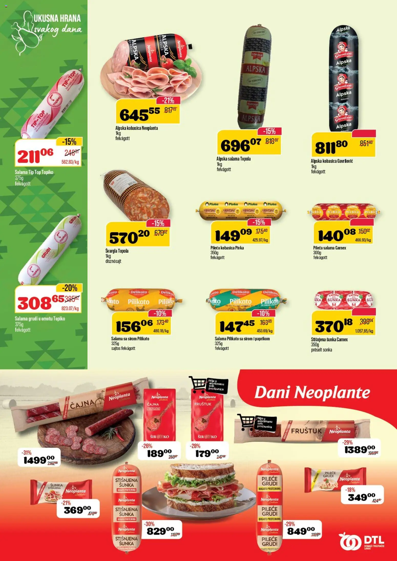 Senta Promet katalog - važi od 05.11.2025 | Strana: 6 | Proizvode: Pileće grudi, Sir, Salama, Kobasica