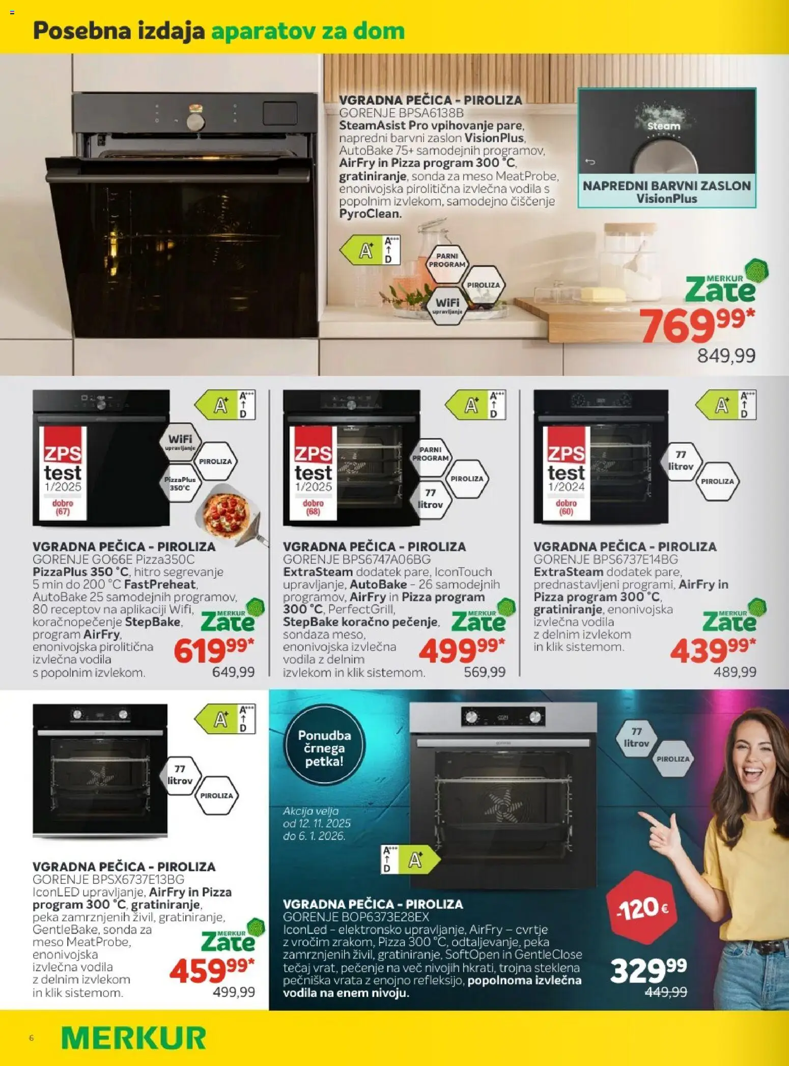 Novi Merkur katalog ponudbe – veljaven od 12.11.2025 | Stran: 6 | Izdelki: Pecica, Vgradna pečica, Vrata