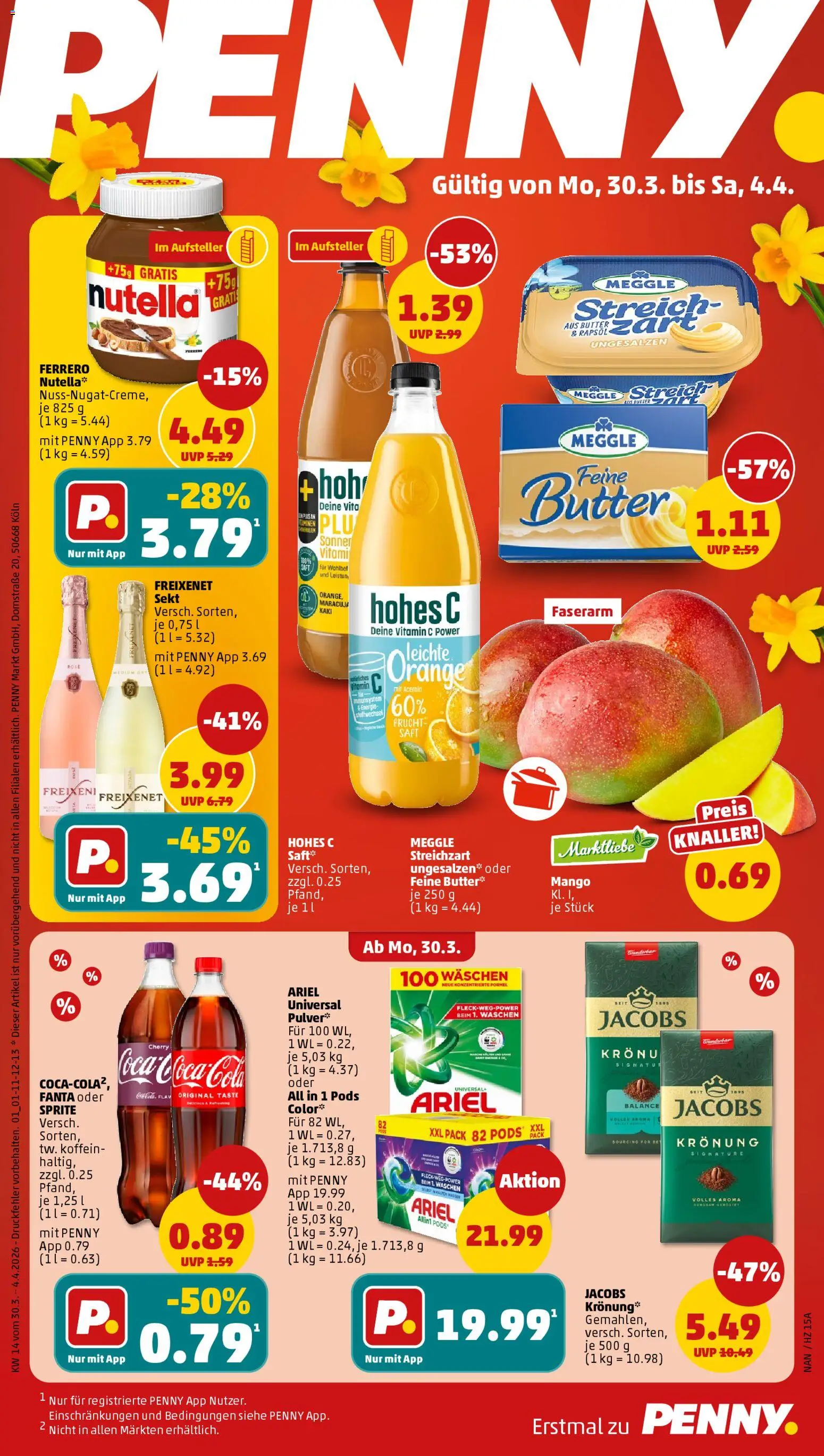 Penny Prospekt 	 – gültig ab 30.03.2026 | Seite: 1 | Produkte: Fanta, Sprite, Freixenet, Mango